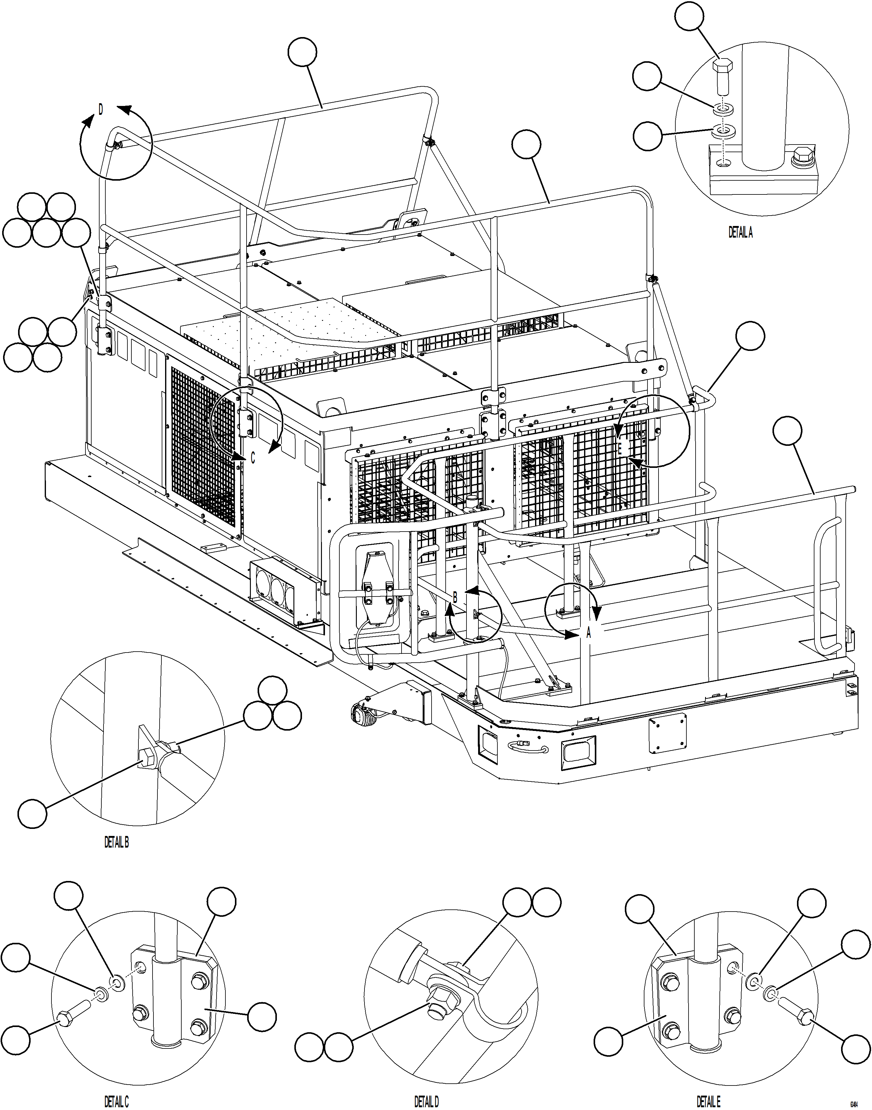 Komatsu parts book diagram for AFE59-HF 930E-4 S/N A32095 & A32101 MOGALAKWENA: RH DECK HANDRAILS
