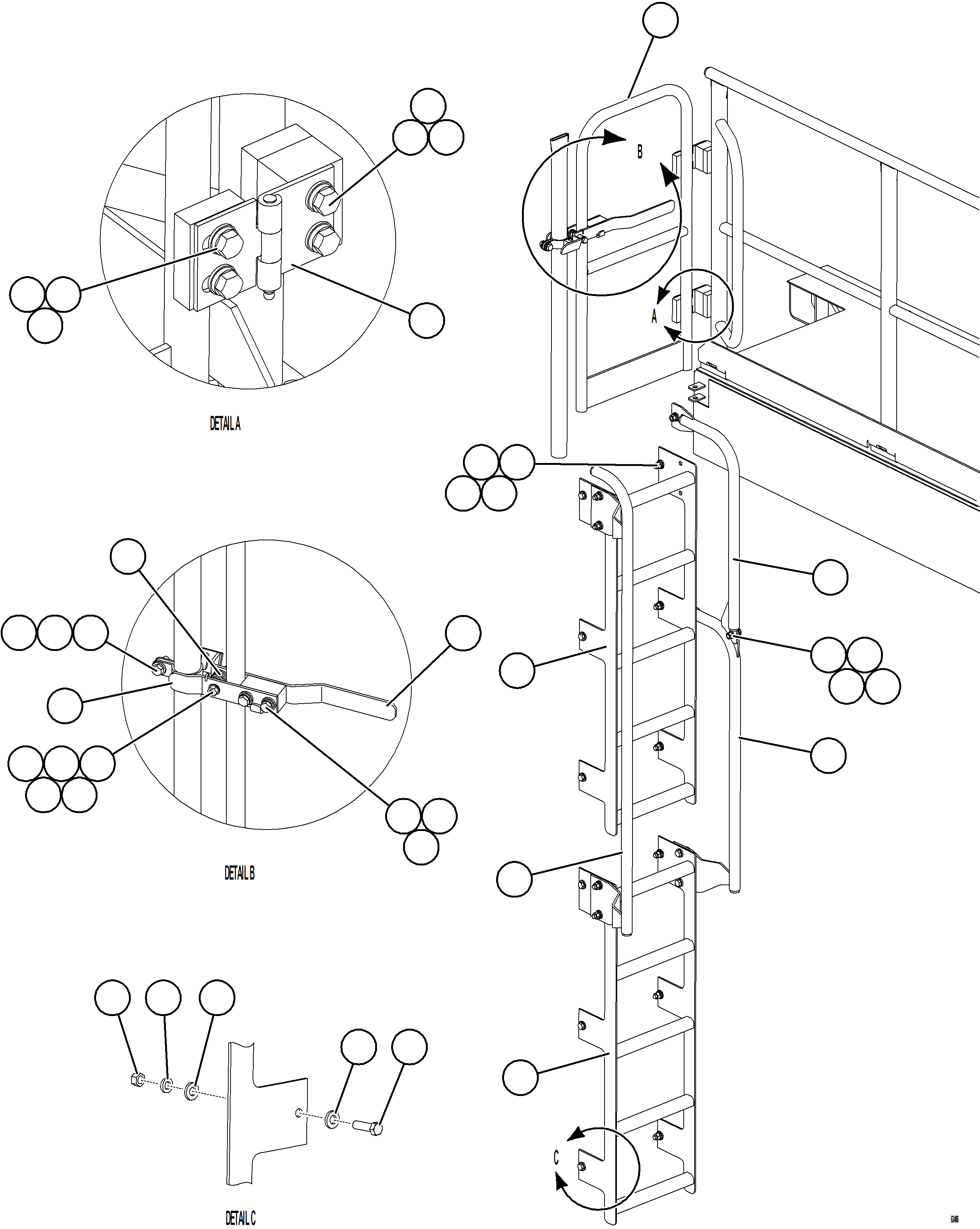 Komatsu parts book diagram for AFE59-HF 930E-4 S/N A32095 & A32101 MOGALAKWENA: LH GATE & LADDER