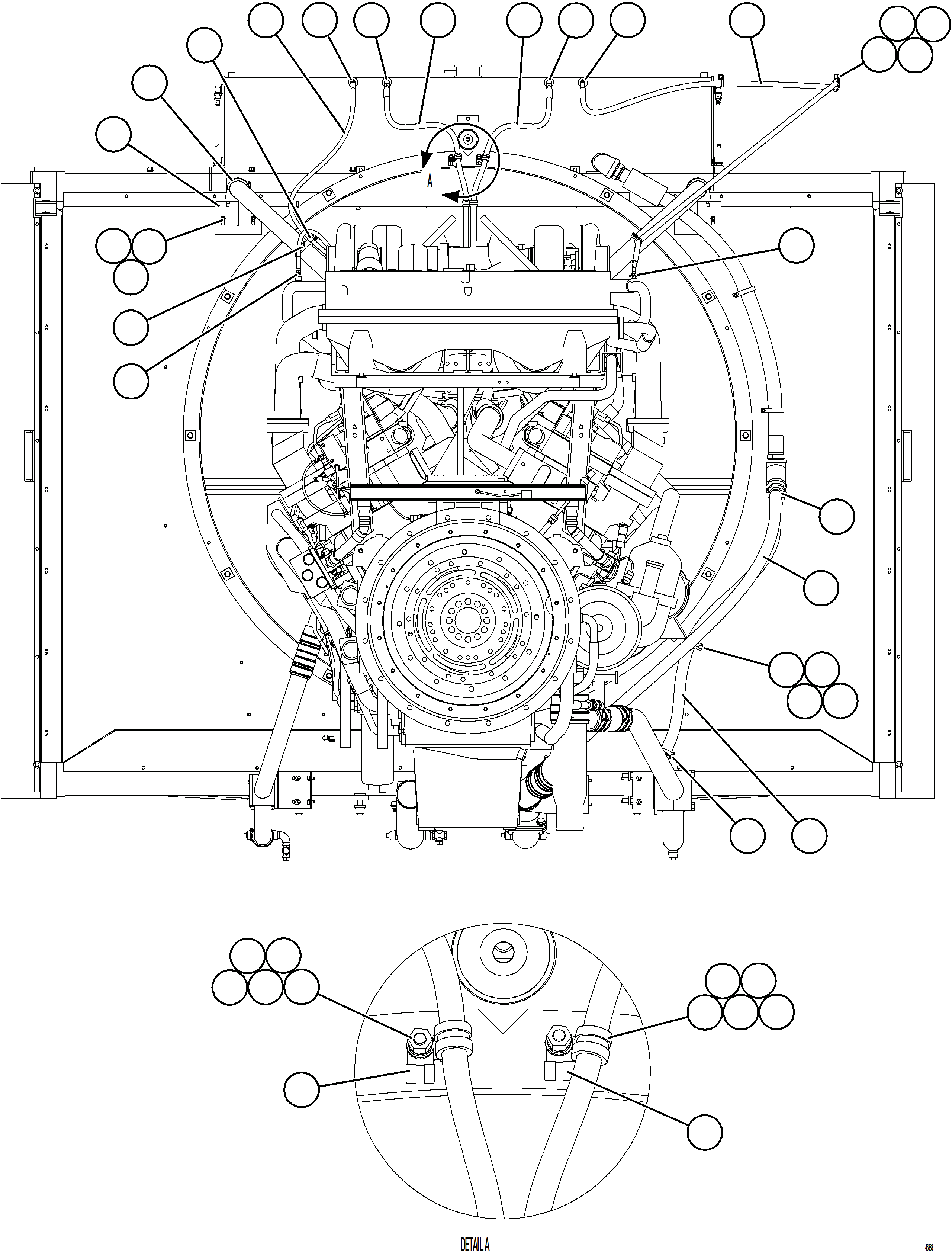 Komatsu parts book diagram for AFE59-HF 930E-4 S/N A32095 & A32101 MOGALAKWENA: RADIATOR PIPING   1/4
