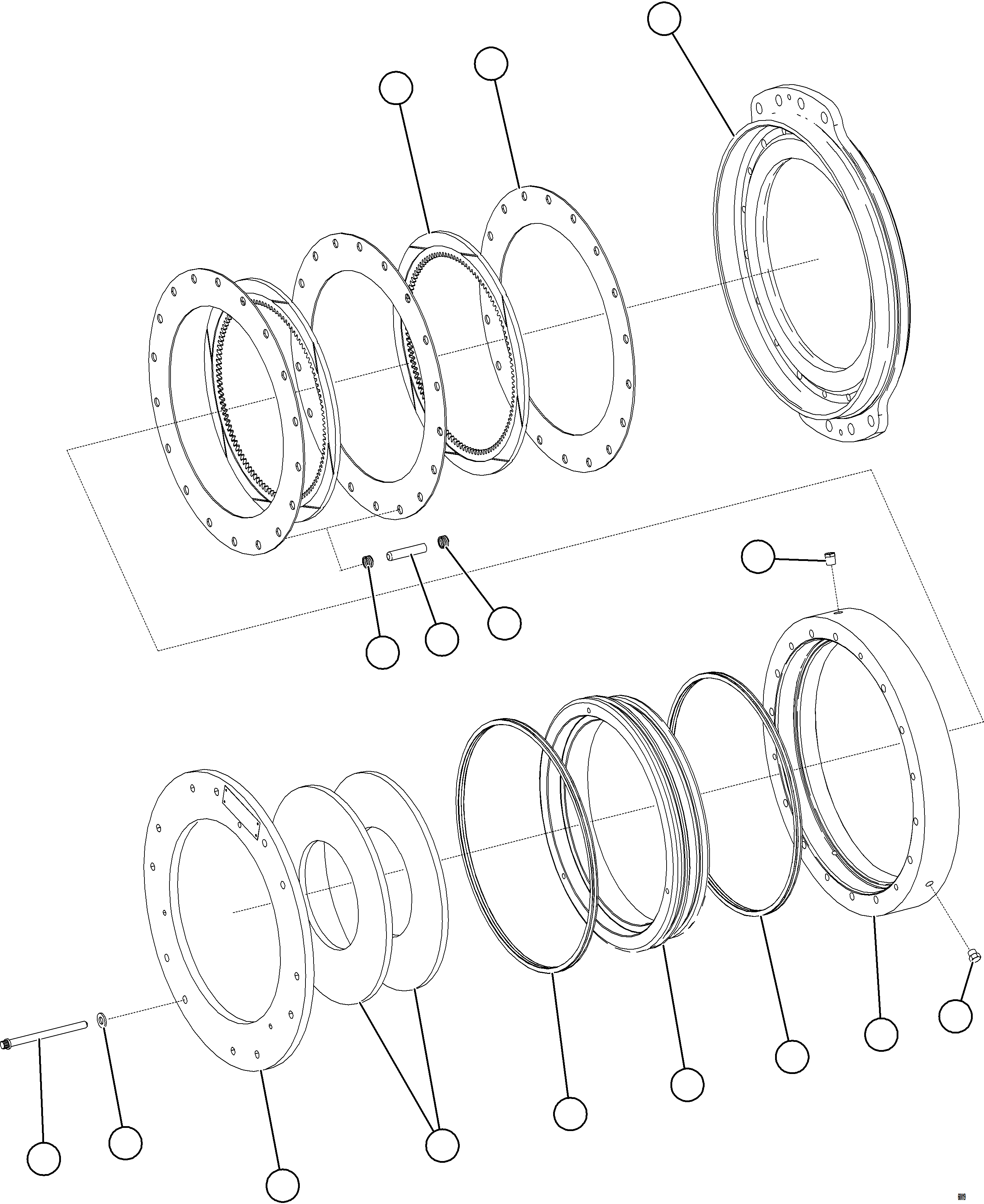 Komatsu parts book diagram for AFE59-HF 930E-4 S/N A32095 & A32101 MOGALAKWENA: PARKING BRAKE ASSEMBLY          58F-33-00040