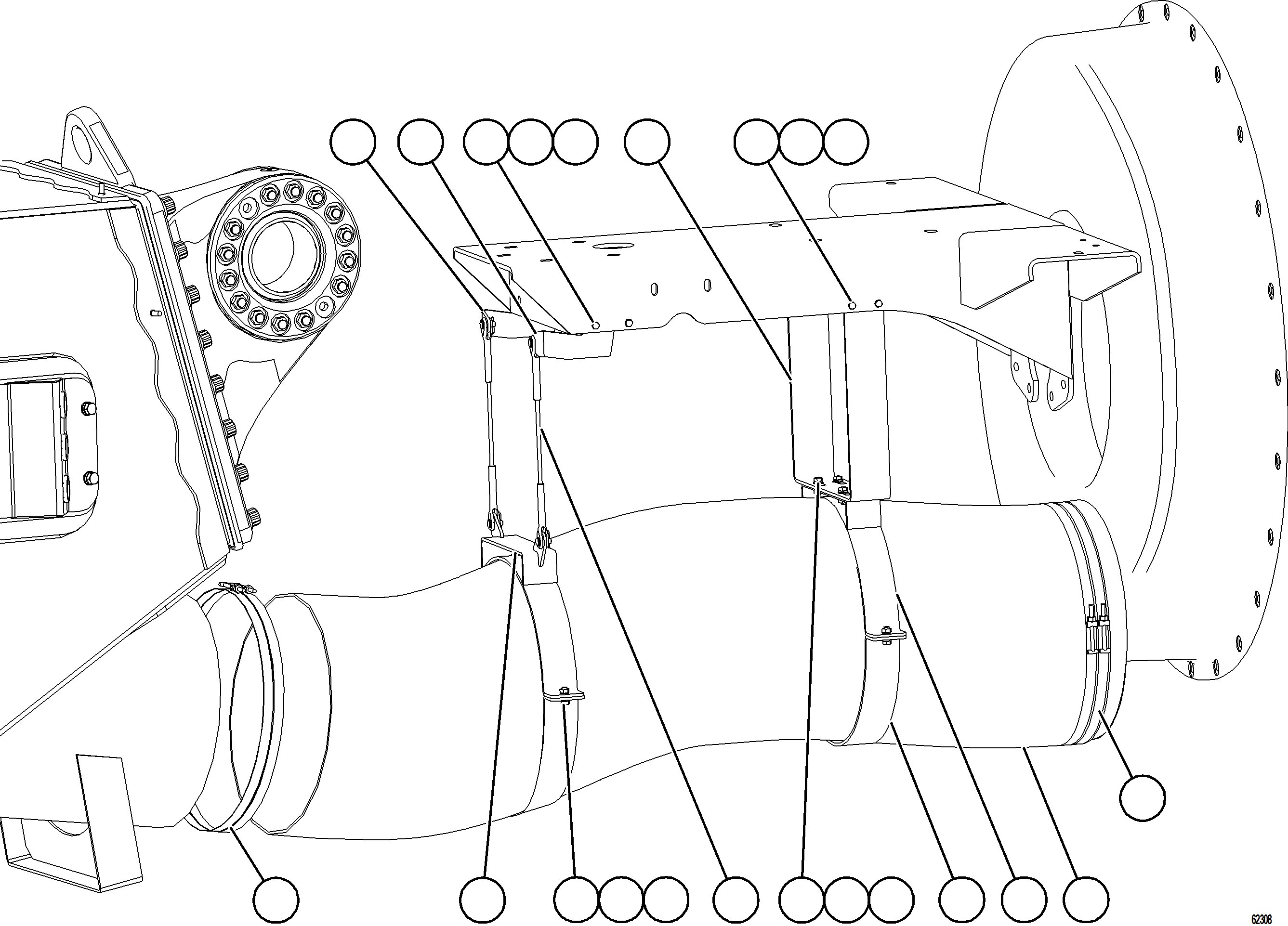 Komatsu parts book diagram for AFE59-HF 930E-4 S/N A32095 & A32101 MOGALAKWENA: DRIVE AXLE BLOWER HOSE