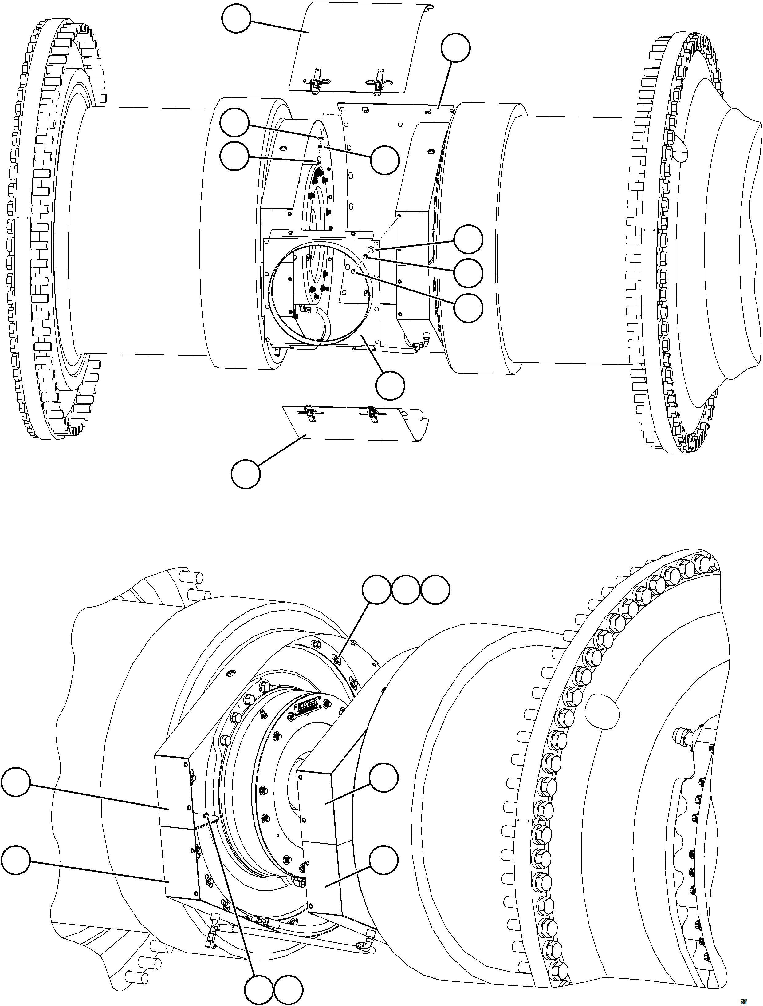 Komatsu parts book diagram for AFE59-HF 930E-4 S/N A32095 & A32101 MOGALAKWENA: REAR WHEEL COOLING AIR ADAPTER