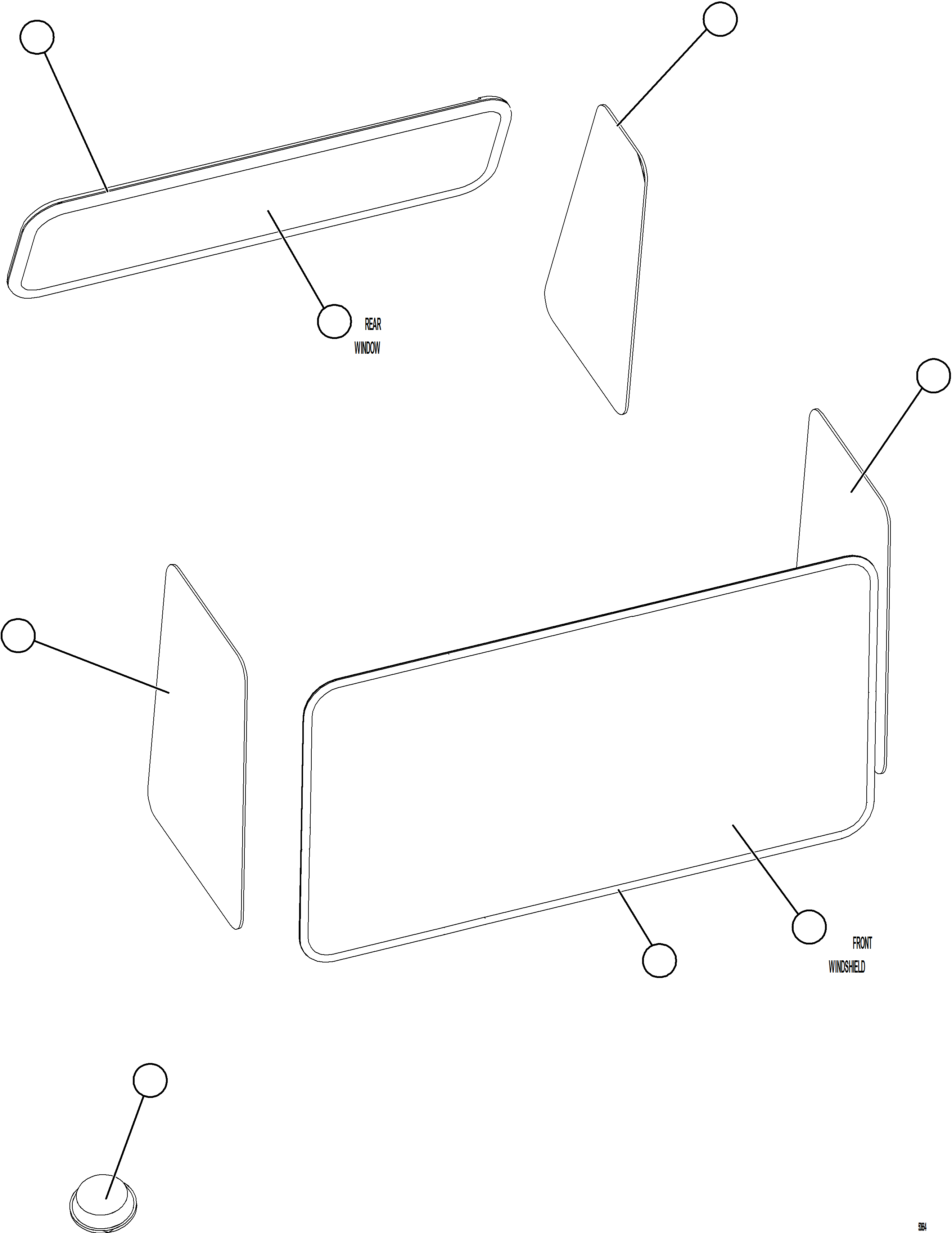 Komatsu parts book diagram for AFE59-HF 930E-4 S/N A32095 & A32101 MOGALAKWENA: CAB WINDOWS