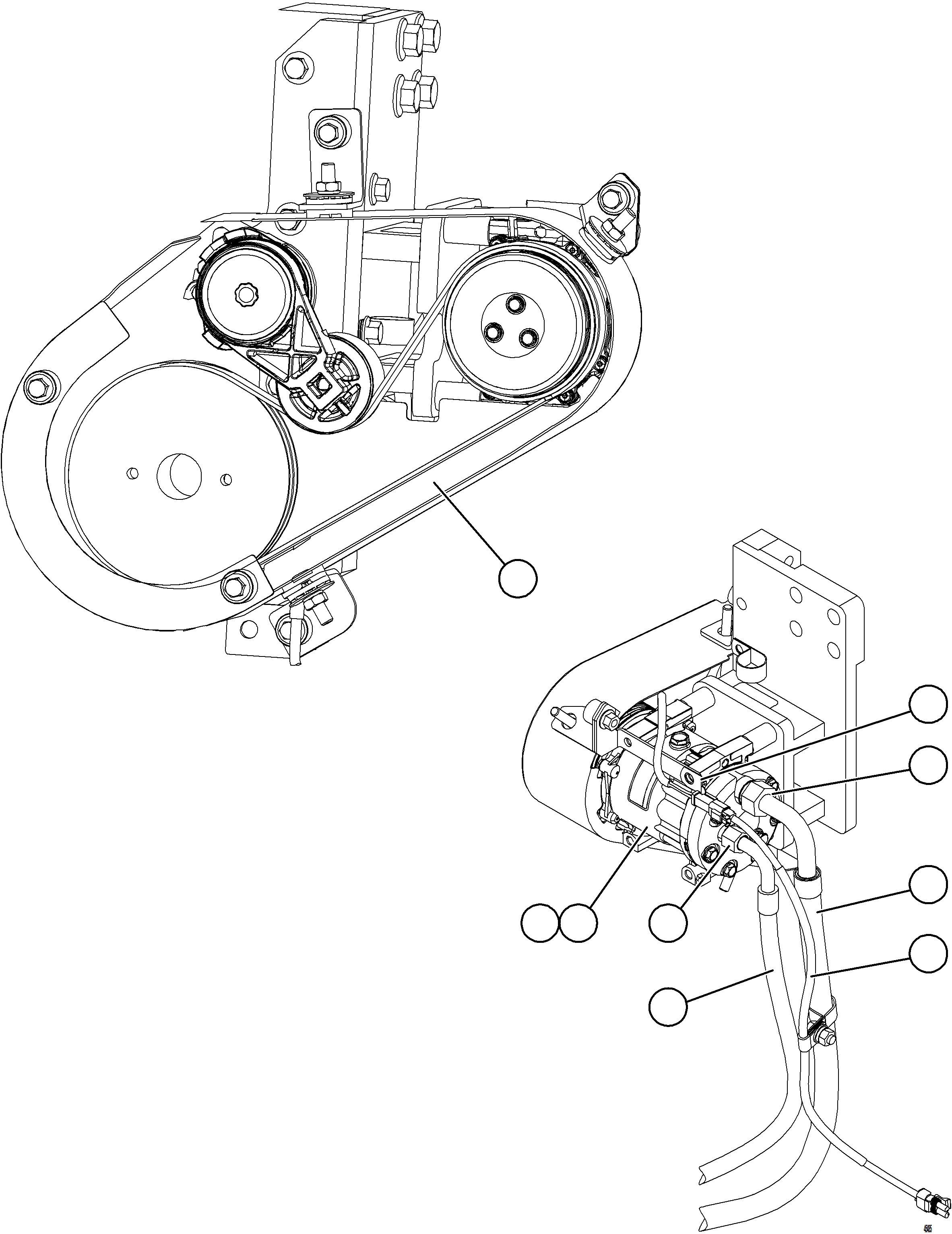 Komatsu parts book diagram for AFE59-HF 930E-4 S/N A32095 & A32101 MOGALAKWENA: A/C COMPRESSOR INSTALLATION