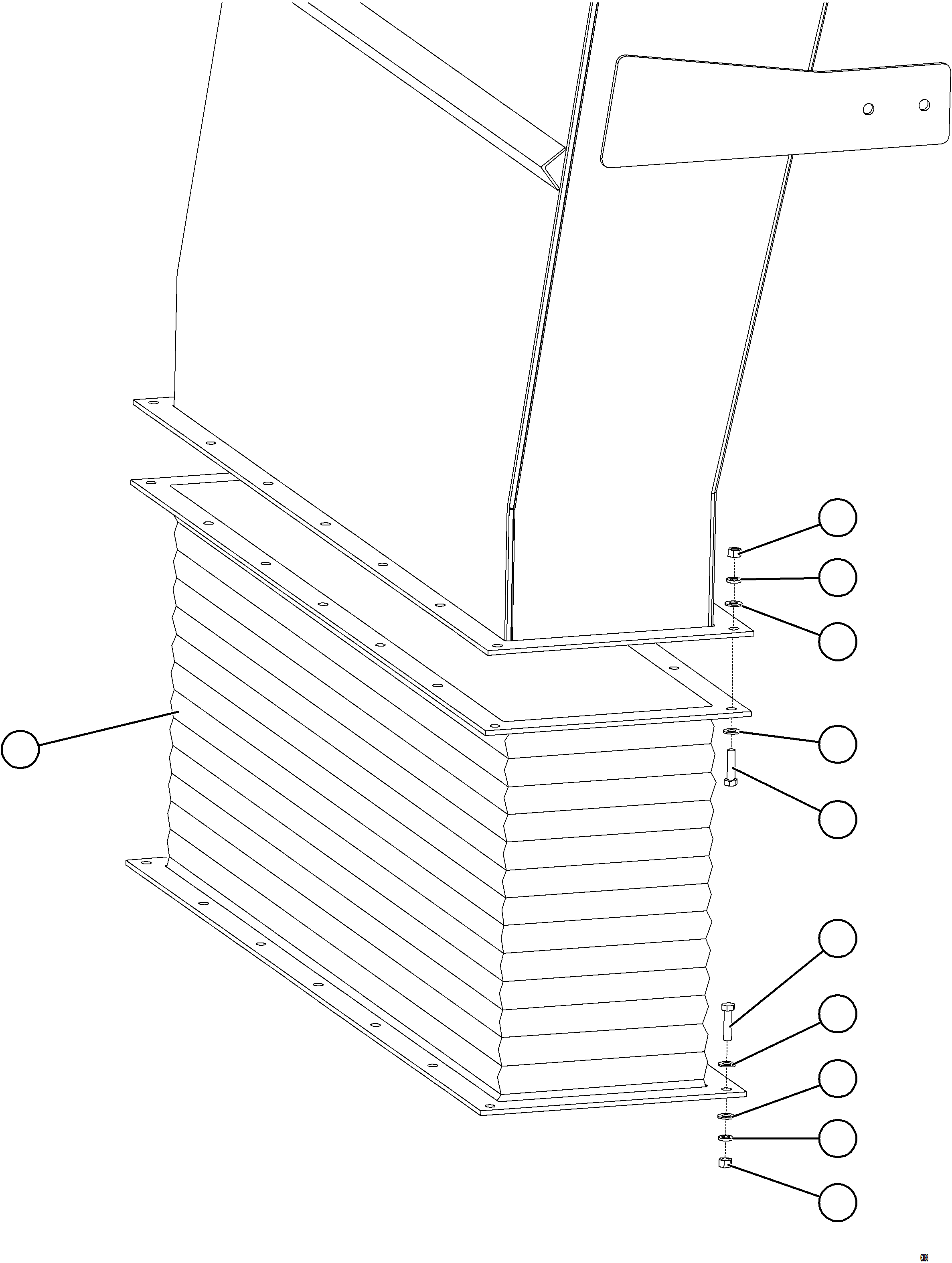 Komatsu parts book diagram for AFE59-HF 930E-4 S/N A32095 & A32101 MOGALAKWENA: BLOWER INLET DUCT TRANSITION INSTALLATION