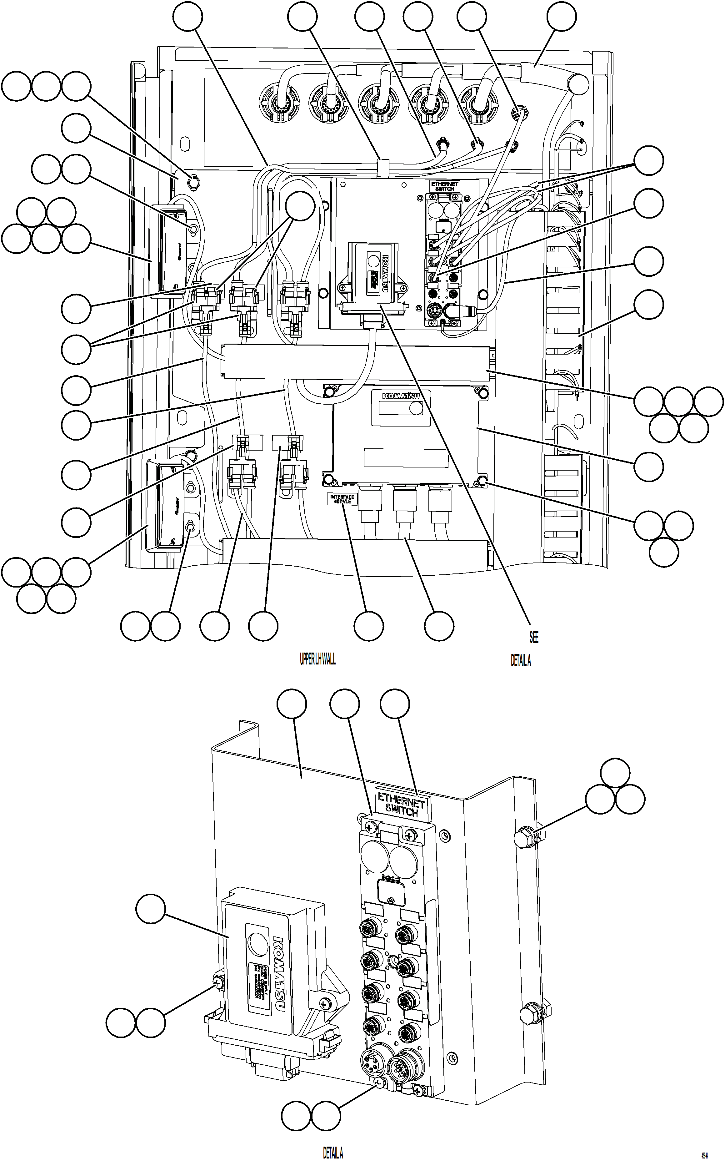 Komatsu parts book diagram for AFE59-HF 930E-4 S/N A32095 & A32101 MOGALAKWENA: AUXILIARY CONTROL CABINET COMPONENTS - LH WALL 1/2
