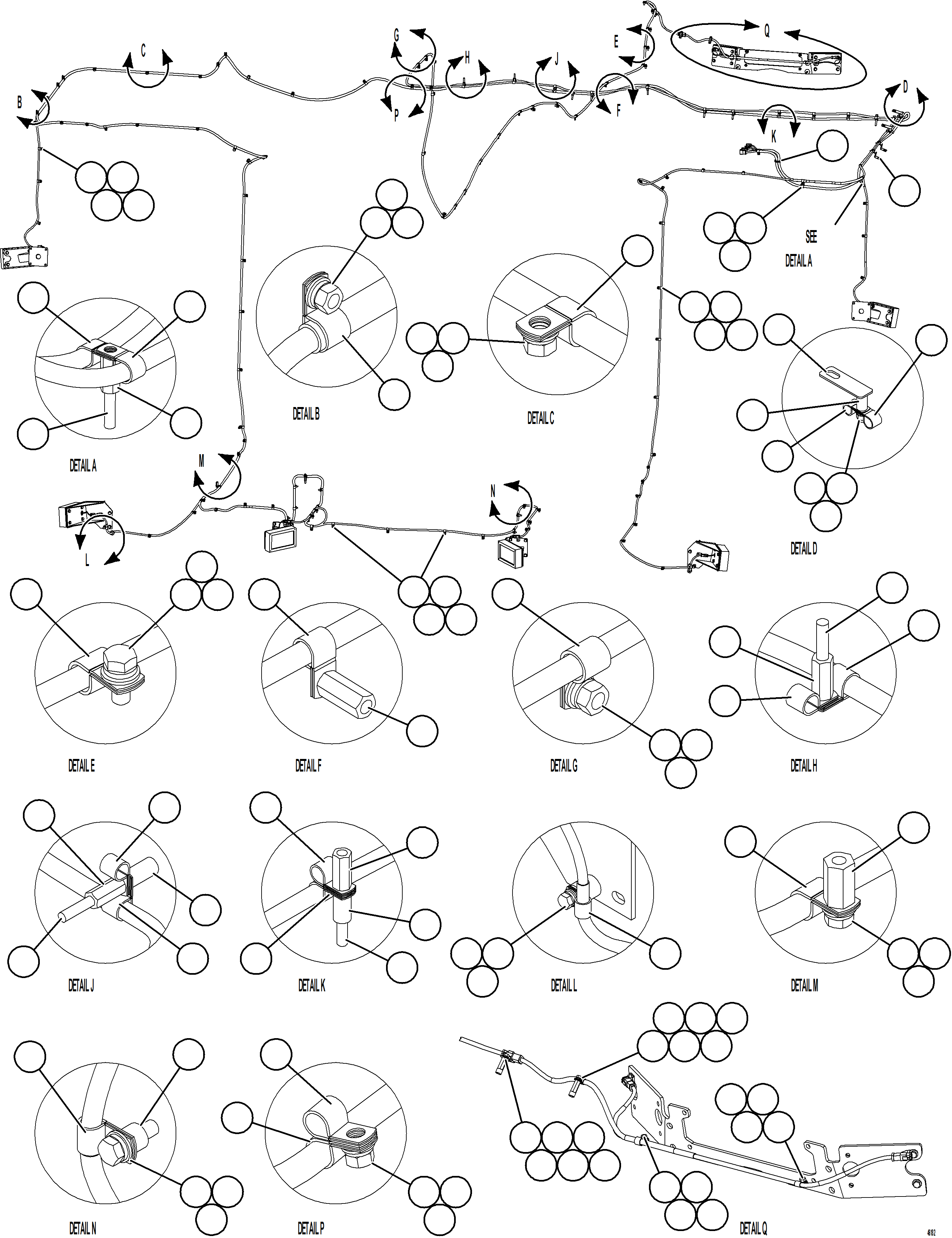 Komatsu parts book diagram for AFE59-HF 930E-4 S/N A32095 & A32101 MOGALAKWENA: KOMVISION RADAR HARNESS ROUTING