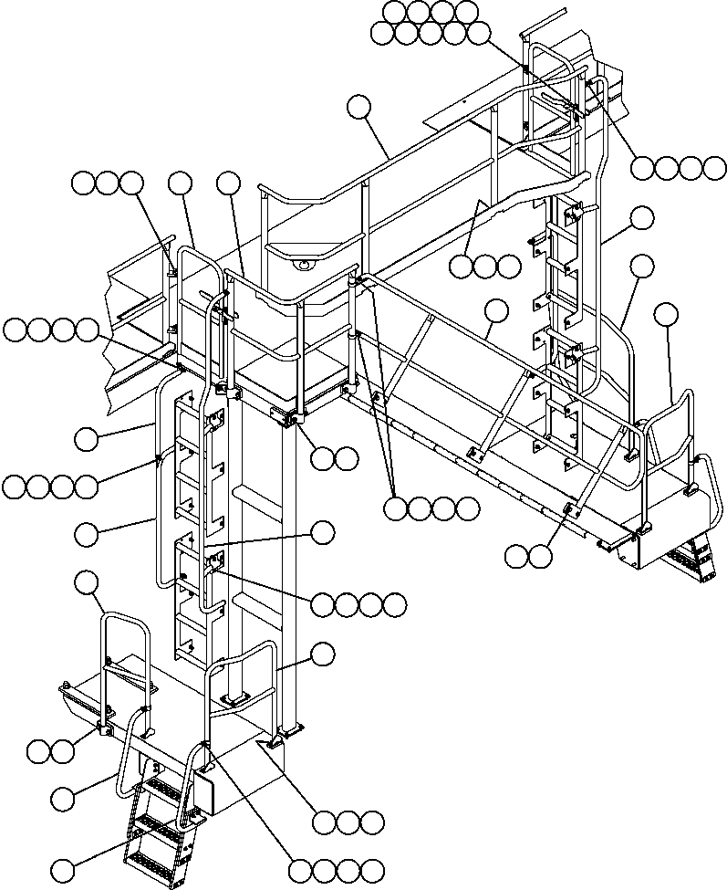 Komatsu parts book diagram for AFE59-T 930E-4 S/N A30545 - A30547     LOS PELAMBRES: HANDRAILS - LADDERS, STEPS & PLATFORMS