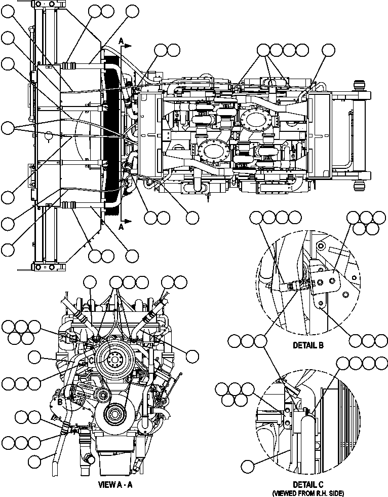 Komatsu parts book diagram for AFE59-T 930E-4 S/N A30545 - A30547     LOS PELAMBRES: RADIATOR PIPING