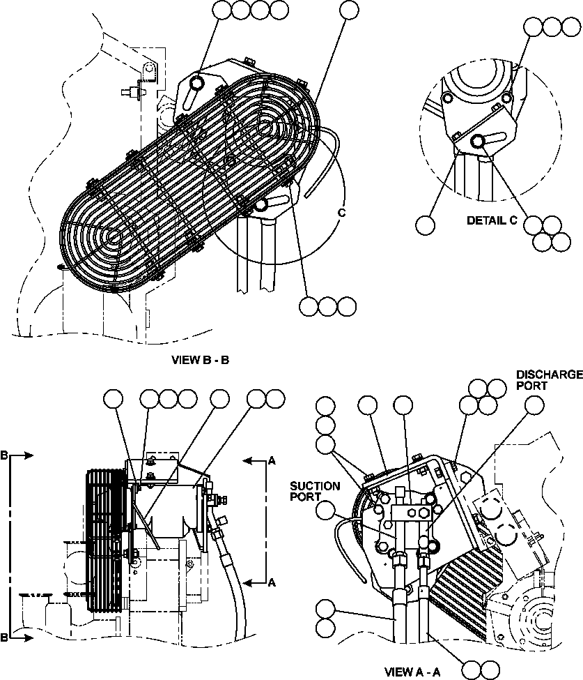 Komatsu parts book diagram for AFE59-T 930E-4 S/N A30545 - A30547     LOS PELAMBRES: AIR CONDITIONER COMPRESSOR INSTALLATION