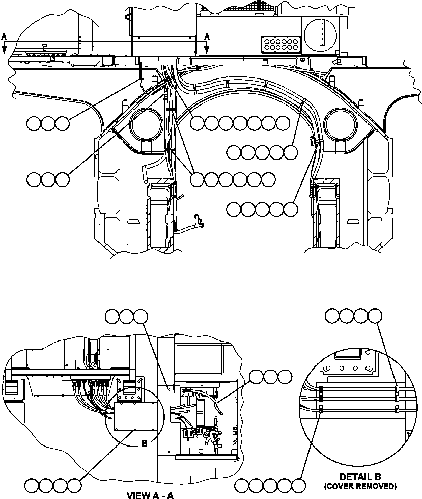 Komatsu parts book diagram for AFE59-T 930E-4 S/N A30545 - A30547     LOS PELAMBRES: POWER CABLE ROUTING (REAR VIEW)
