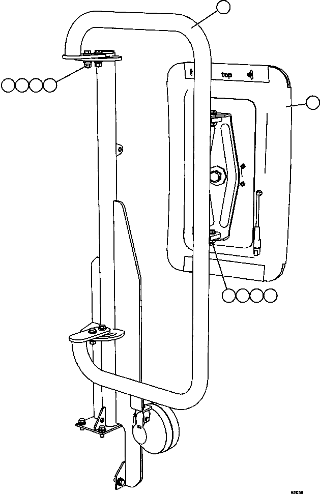 Komatsu parts book diagram for AFE62-AJ 930E-4SE S/N A31289, A31291, A31300, A31302, A31304, A31327, A31329, A31357, A31359, A31369, A31386, A31388, A31390, A31410, A31412 & A31414  LAS BAMBAS: LH MIRROR INSTALLATION