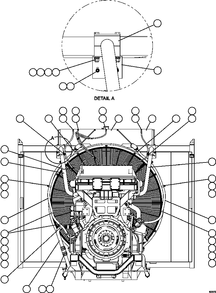 Komatsu parts book diagram for AFE62-AJ 930E-4SE S/N A31289, A31291, A31300, A31302, A31304, A31327, A31329, A31357, A31359, A31369, A31386, A31388, A31390, A31410, A31412 & A31414  LAS BAMBAS: RADIATOR PIPING   1/3