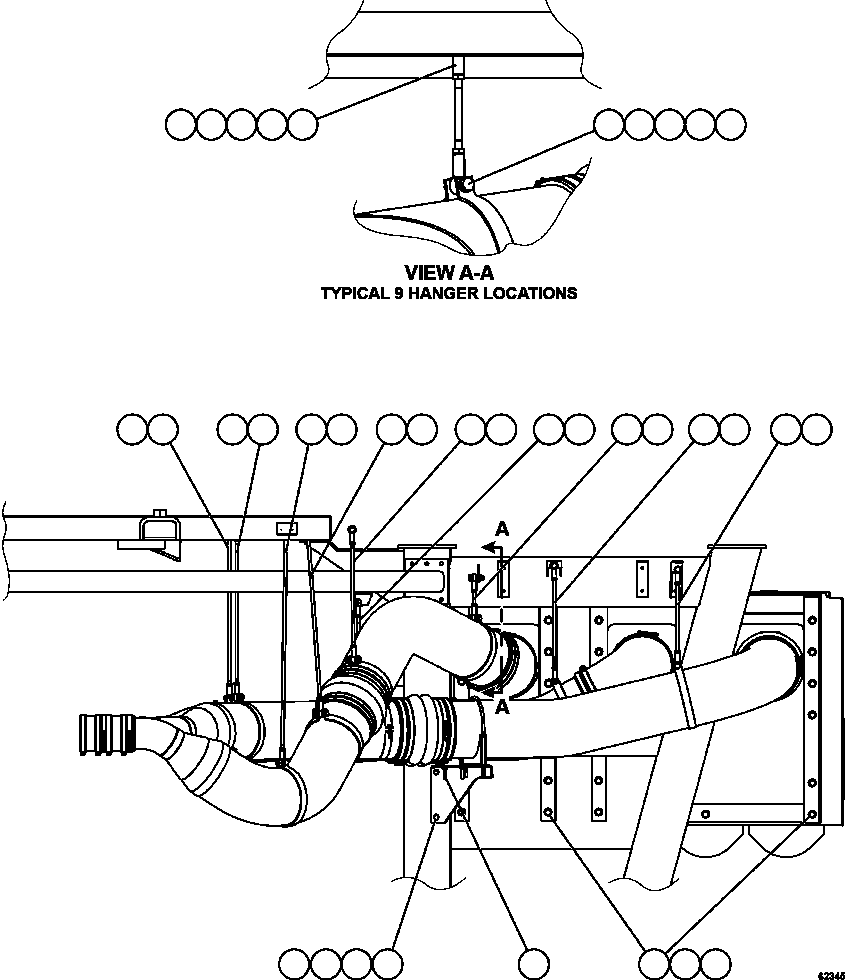 Komatsu parts book diagram for AFE62-AJ 930E-4SE S/N A31289, A31291, A31300, A31302, A31304, A31327, A31329, A31357, A31359, A31369, A31386, A31388, A31390, A31410, A31412 & A31414  LAS BAMBAS: AIR CLEANER INSTALLATION - RIGHT
