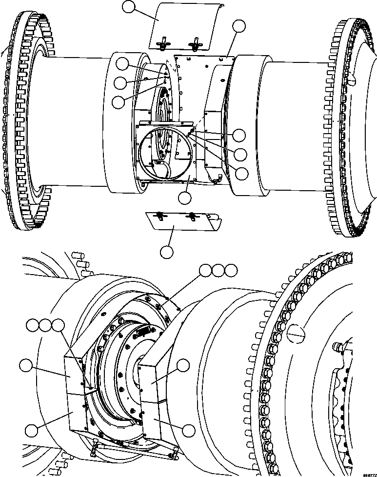 Komatsu parts book diagram for AFE62-AJ 930E-4SE S/N A31289, A31291, A31300, A31302, A31304, A31327, A31329, A31357, A31359, A31369, A31386, A31388, A31390, A31410, A31412 & A31414  LAS BAMBAS: REAR WHEEL COOLING AIR ADAPTER