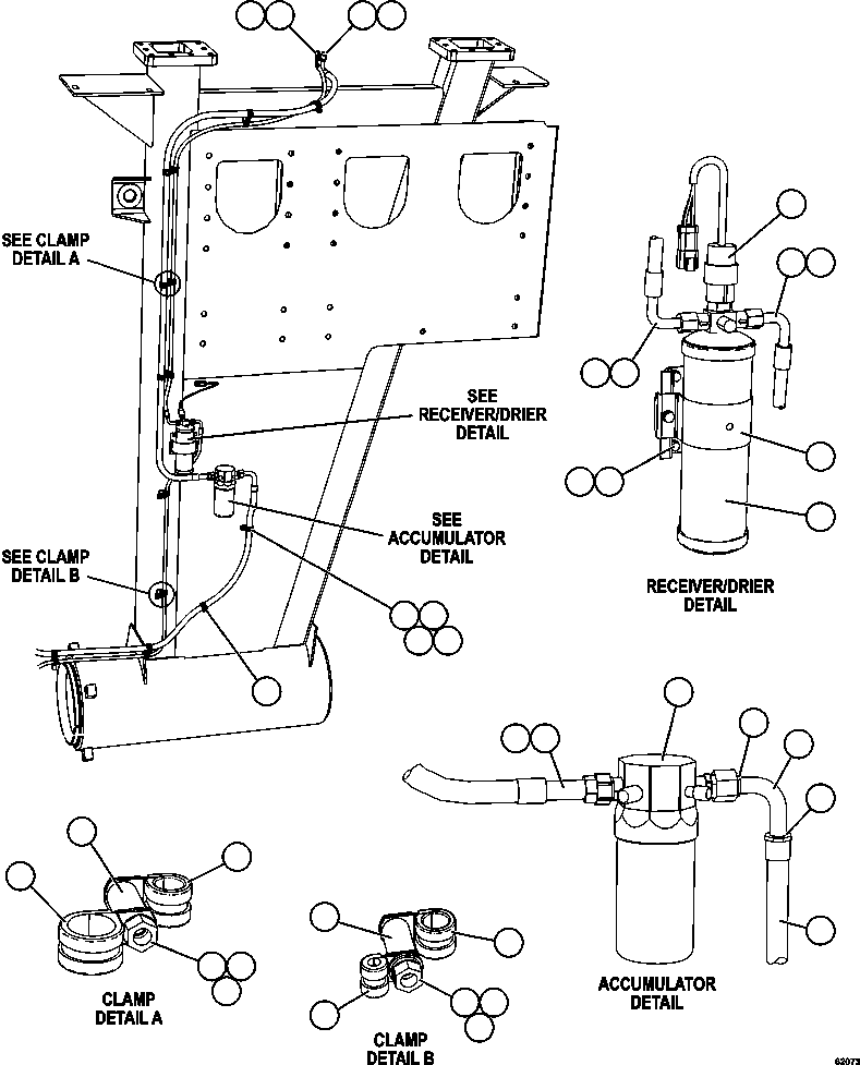Komatsu parts book diagram for AFE62-AJ 930E-4SE S/N A31289, A31291, A31300, A31302, A31304, A31327, A31329, A31357, A31359, A31369, A31386, A31388, A31390, A31410, A31412 & A31414  LAS BAMBAS: AIR CONDITIONING PIPING