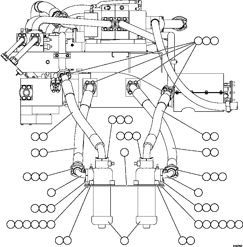 Komatsu parts book diagram for AFE62-AJ 930E-4SE S/N A31289, A31291, A31300, A31302, A31304, A31327, A31329, A31357, A31359, A31369, A31386, A31388, A31390, A31410, A31412 & A31414  LAS BAMBAS: PUMP MODULE - BRAKE COOLING & HOIST   2/2