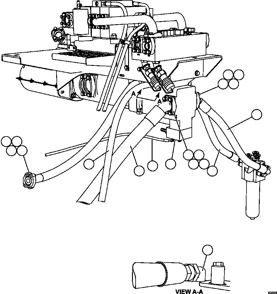 Komatsu parts book diagram for AFE62-AJ 930E-4SE S/N A31289, A31291, A31300, A31302, A31304, A31327, A31329, A31357, A31359, A31369, A31386, A31388, A31390, A31410, A31412 & A31414  LAS BAMBAS: PUMP MODULE - STEERING PUMP PIPING