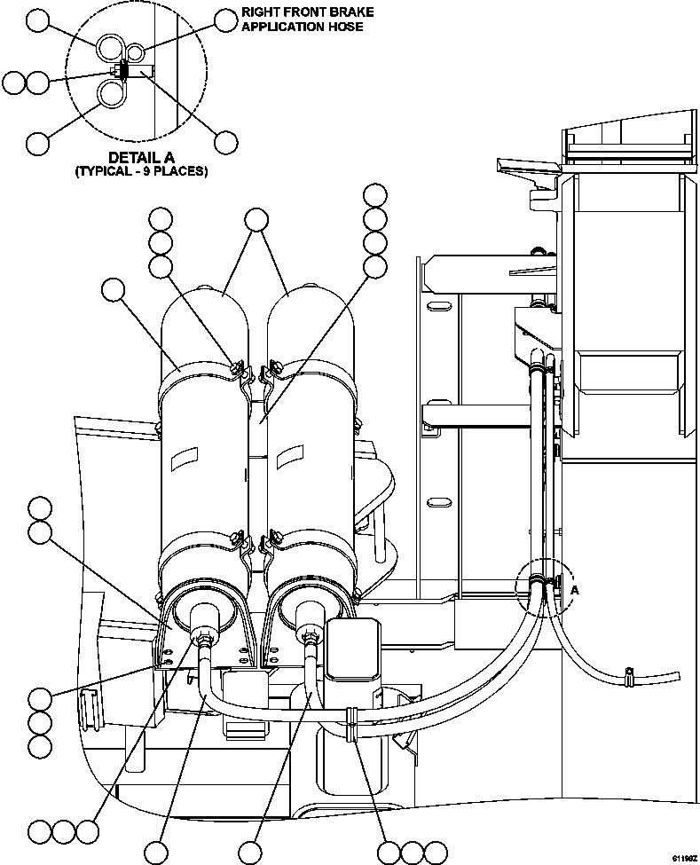 Komatsu parts book diagram for AFE62-AJ 930E-4SE S/N A31289, A31291, A31300, A31302, A31304, A31327, A31329, A31357, A31359, A31369, A31386, A31388, A31390, A31410, A31412 & A31414  LAS BAMBAS: BRAKE ACCUMULATORS & PIPING