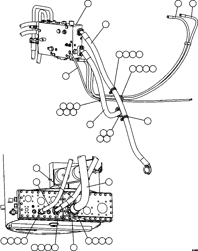 Komatsu parts book diagram for AFE62-AJ 930E-4SE S/N A31289, A31291, A31300, A31302, A31304, A31327, A31329, A31357, A31359, A31369, A31386, A31388, A31390, A31410, A31412 & A31414  LAS BAMBAS: STEERING SYSTEM PIPING   2/2