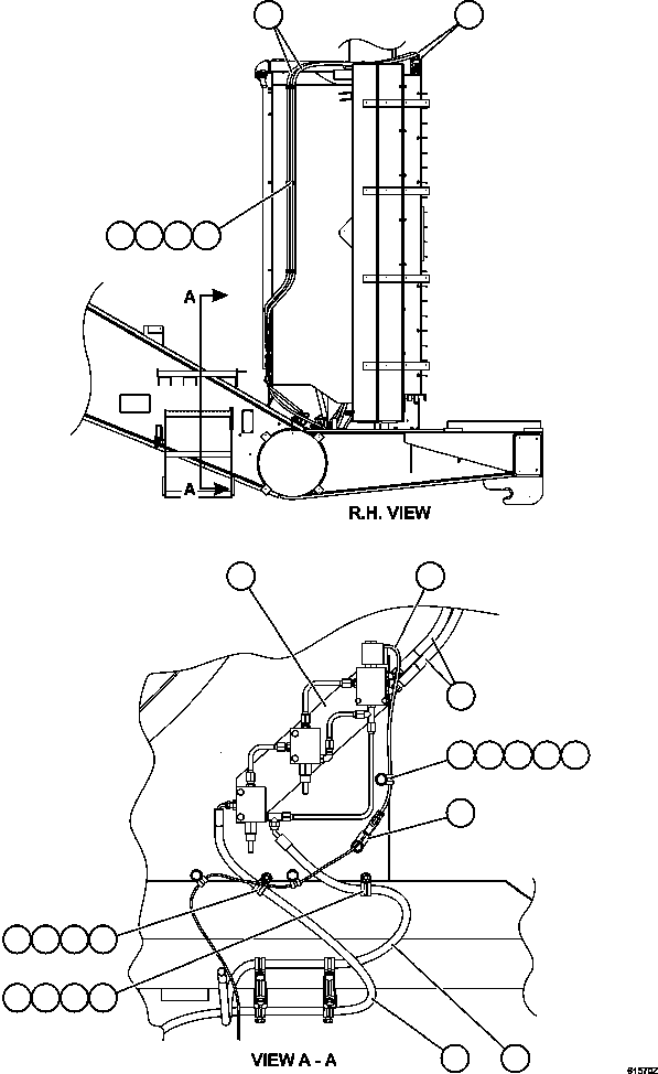 Dump Trucks Komatsu / AFE62-AQ 930E-4SE S/N A31450, A31500, A31576, A31578 & A31605 - A31607  BLOOM LAKE(AFE62-AQ) / RADIATOR SHUTTER PIPING   1/2(630 : 61570)