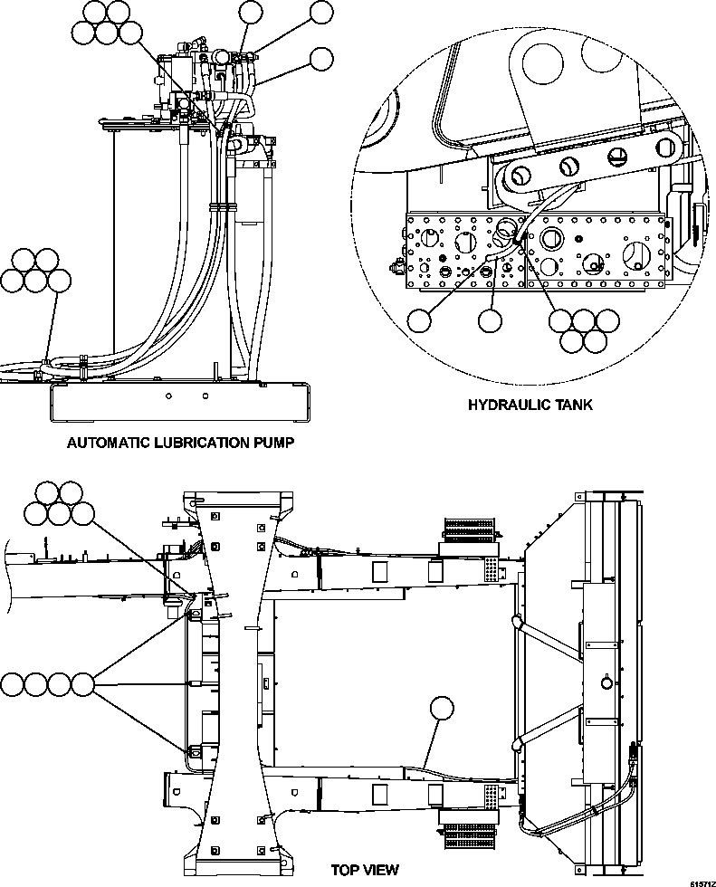 Dump Trucks Komatsu / AFE62-AQ 930E-4SE S/N A31450, A31500, A31576, A31578 & A31605 - A31607  BLOOM LAKE(AFE62-AQ) / RADIATOR SHUTTER PIPING   2/2(632 : 61571)