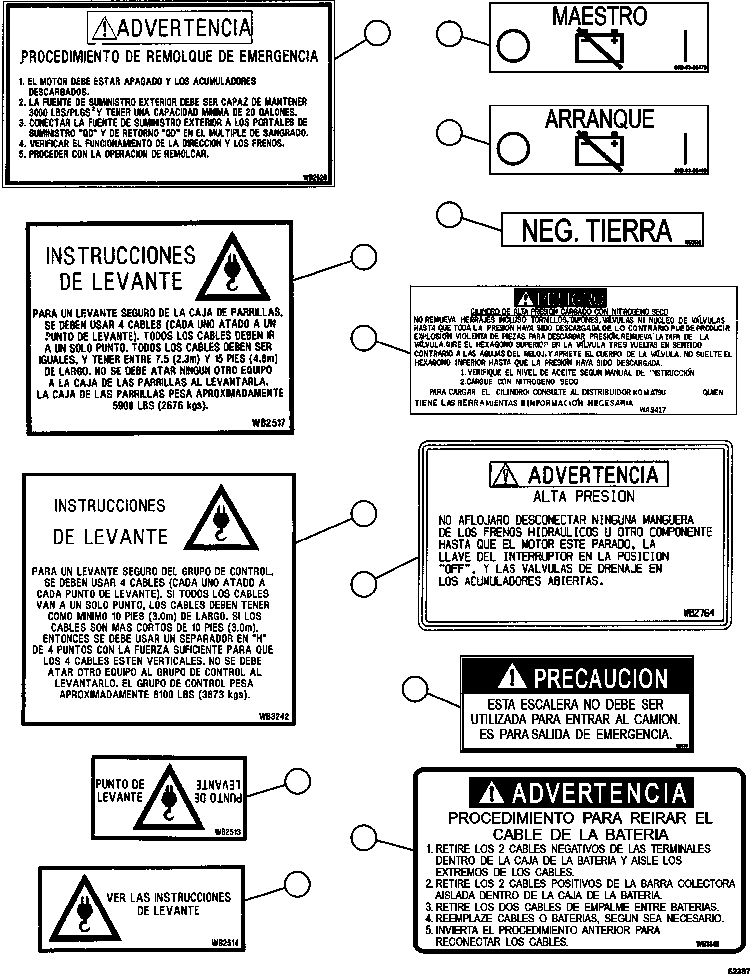 Dump Trucks Komatsu / AFE62-AV 930E-4SE S/N A31717, A31719, A31721 - A31722, A31739, A31741 & A31743  COLLAHUASI(AFE62-AV) / DECALS & WARNINGS (SPANISH)  3/4(006 : 62387)
