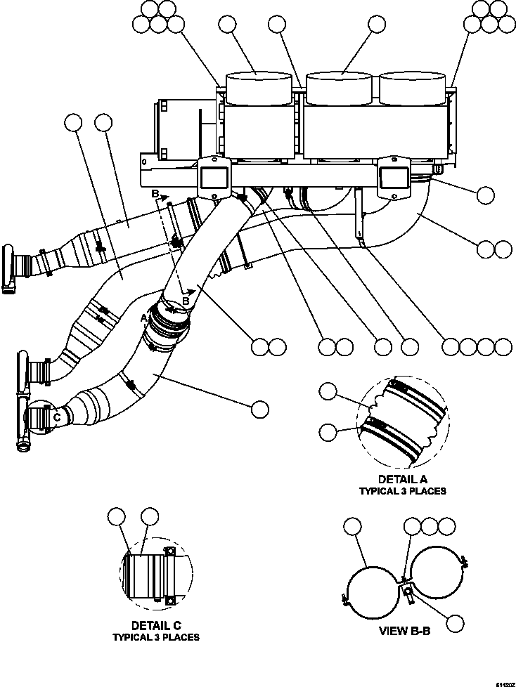 Dump Trucks Komatsu / AFE62-BB 930E-4SE S/N A31791 - A31792 & A31813 - A31814  LAS BAMBAS(AFE62-BB) / AIR CLEANER PIPING - RIGHT(072 : 61420)