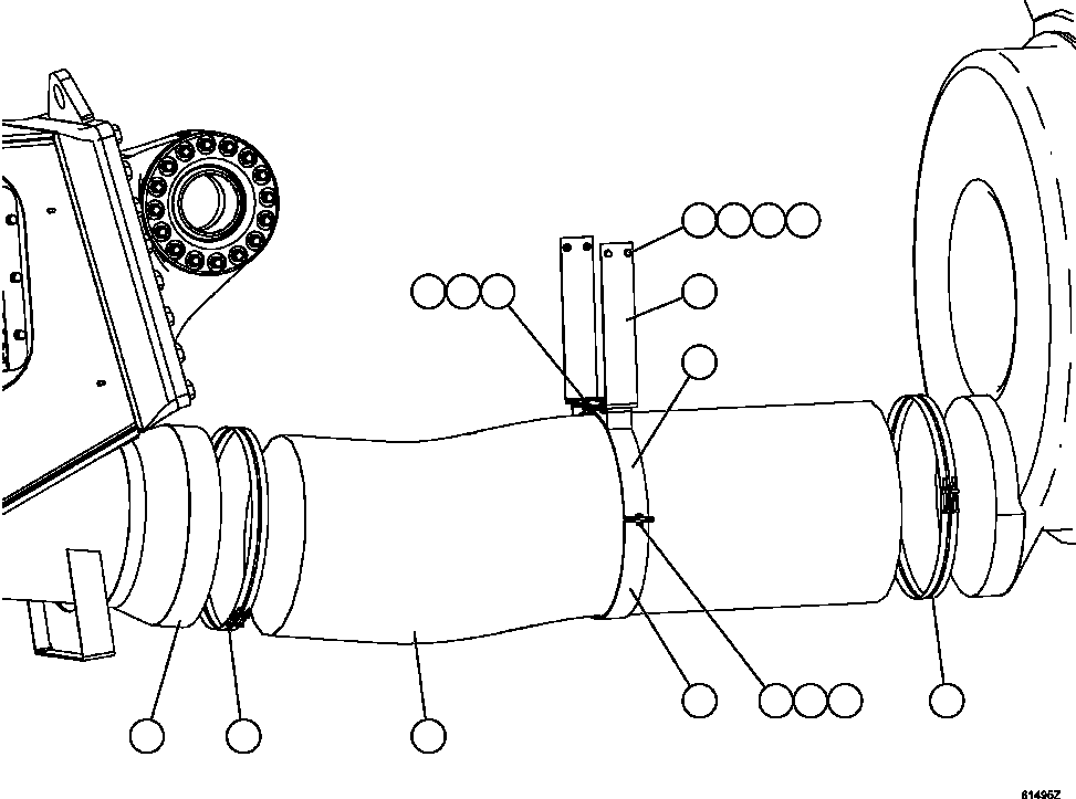 Komatsu parts book diagram for AFE62-BB 930E-4SE S/N A31791 - A31792 & A31813 - A31814  LAS BAMBAS: AXLE AIR BLOWER HOSE INSTALLATION