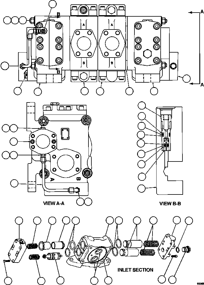 Komatsu parts book diagram for AFE62-BB 930E-4SE S/N A31791 - A31792 & A31813 - A31814  LAS BAMBAS: HOIST CONTROL VALVE ASSEMBLY      PB9839