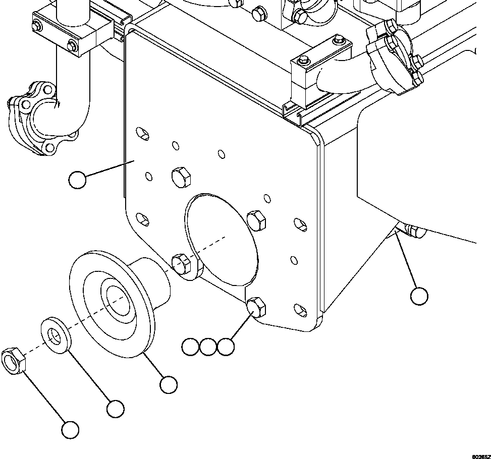Komatsu parts book diagram for AFE62-BB 930E-4SE S/N A31791 - A31792 & A31813 - A31814  LAS BAMBAS: HOIST PUMP INSTALLATION