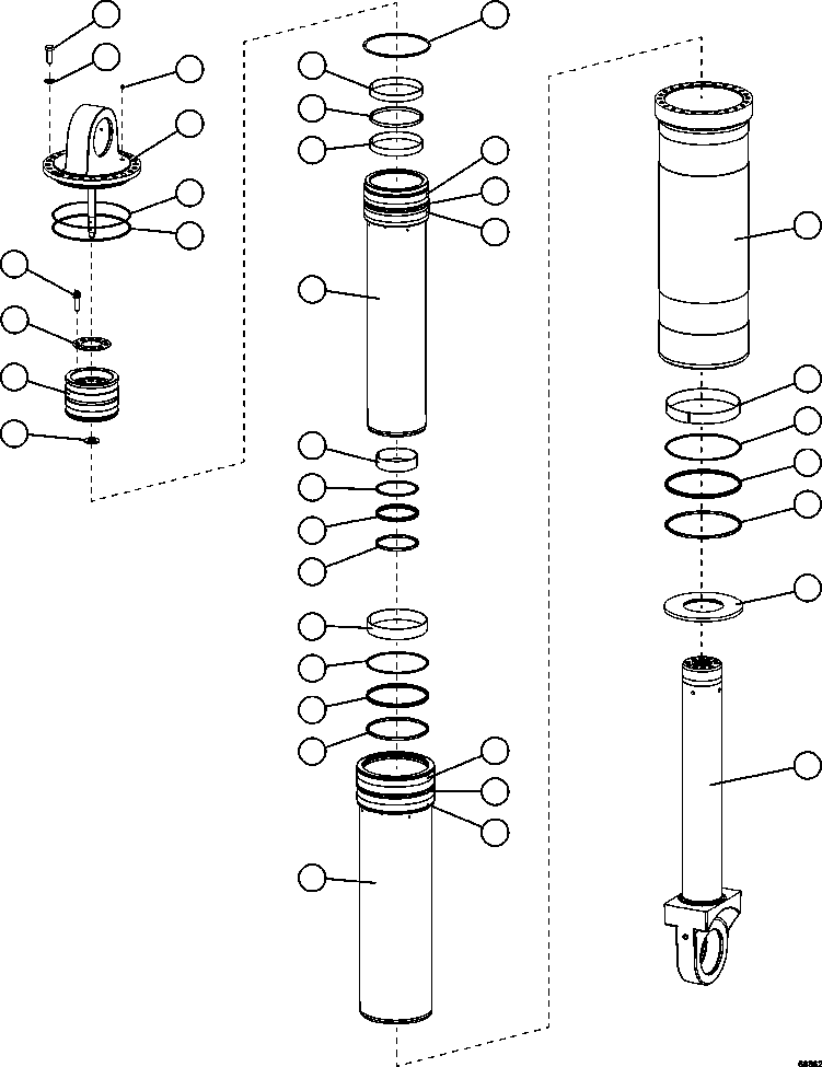 Komatsu parts book diagram for AFE62-BB 930E-4SE S/N A31791 - A31792 & A31813 - A31814  LAS BAMBAS: HOIST CYLINDER ASSEMBLY           EM8356