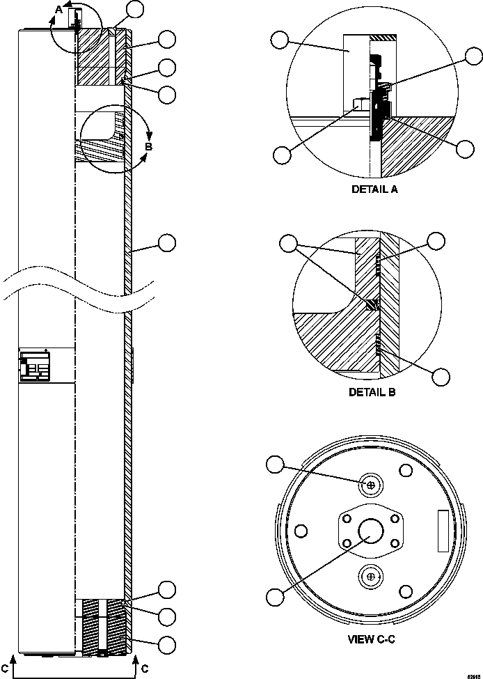 Komatsu parts book diagram for AFE62-BB 930E-4SE S/N A31791 - A31792 & A31813 - A31814  LAS BAMBAS: PISTON ACCUMULATOR   58C-60-00030