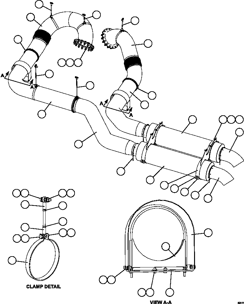 Dump Trucks Komatsu / AFE62-BG 930E-4SE S/N A31828 - A31831, A31835 - A31837, A31840, A31844 - A31846 & A31850 - A31854  SIERRA GORDA(AFE62-BG) / EXHAUST PIPING - DECK MUFFLERS(094 : 62111)