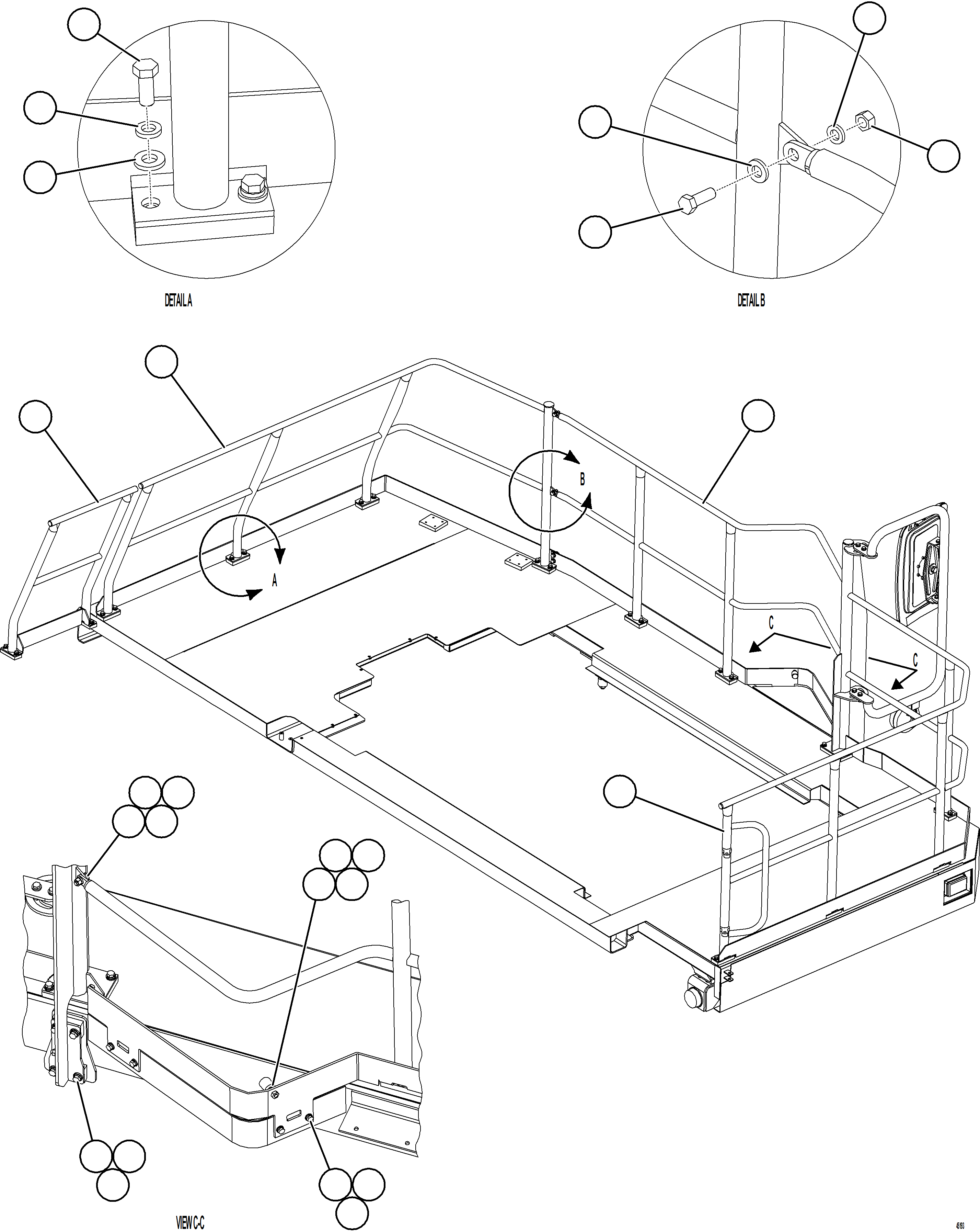 Komatsu parts book diagram for AFE62-BW 930E-4SE S/N A32123  COLLAHUASI: LH DECK HANDRAILS