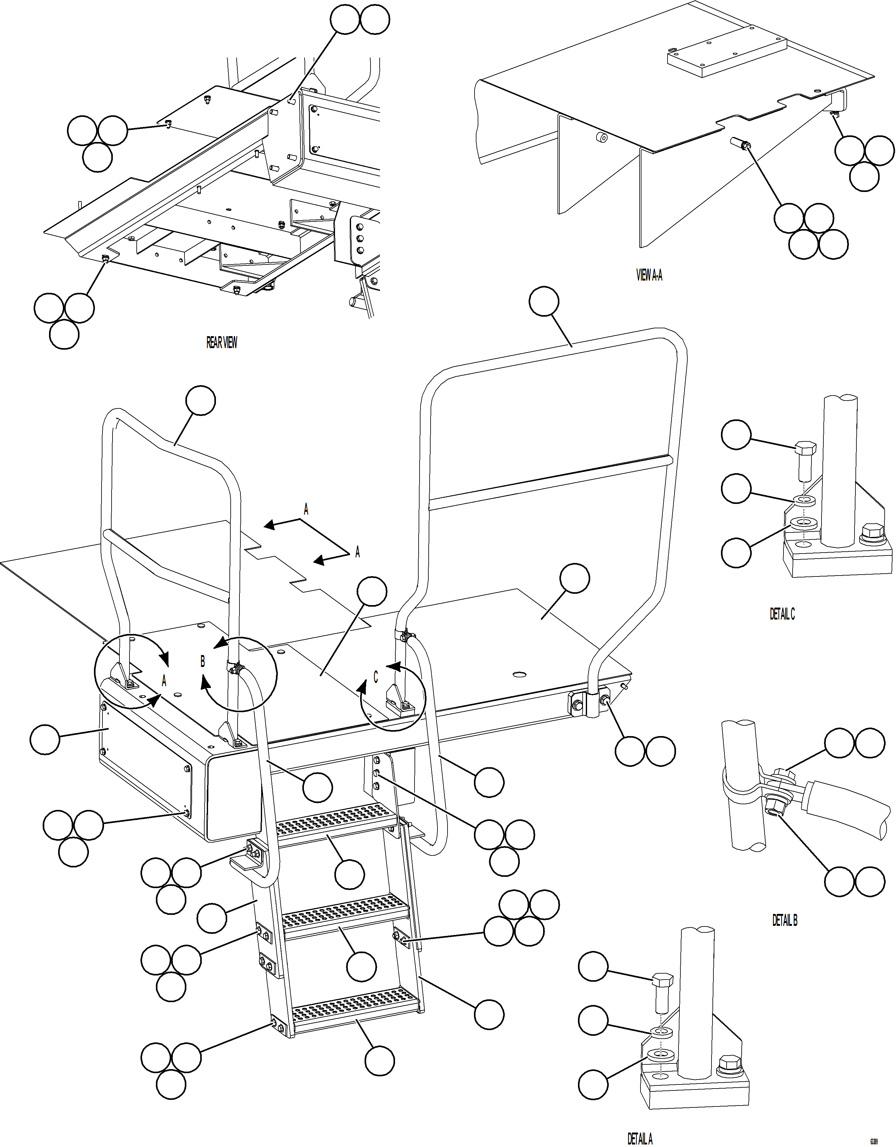Komatsu parts book diagram for AFE62-BW 930E-4SE S/N A32123  COLLAHUASI: LH STEPS & PLATFORM