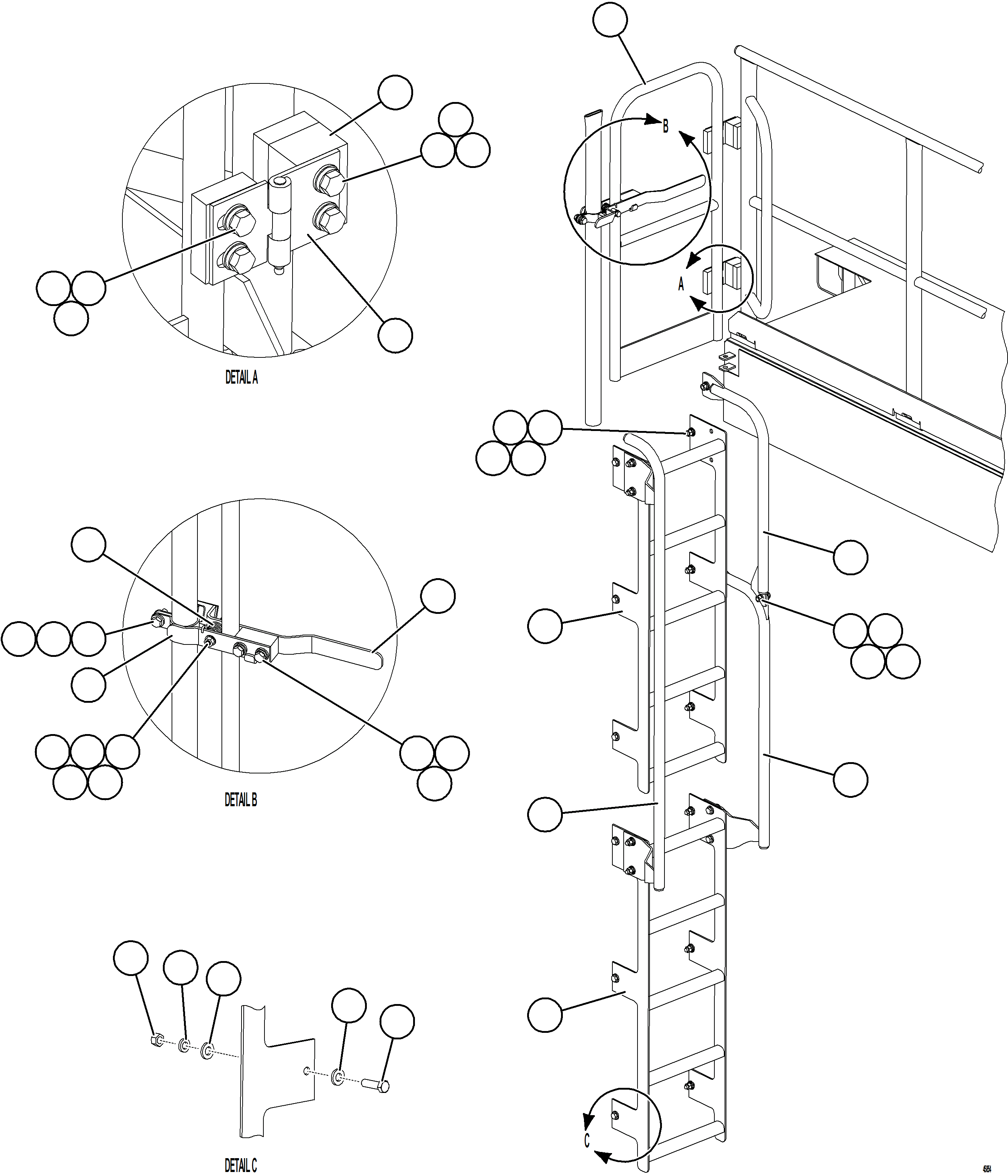 Komatsu parts book diagram for AFE62-BW 930E-4SE S/N A32123  COLLAHUASI: LH GATE & LADDER