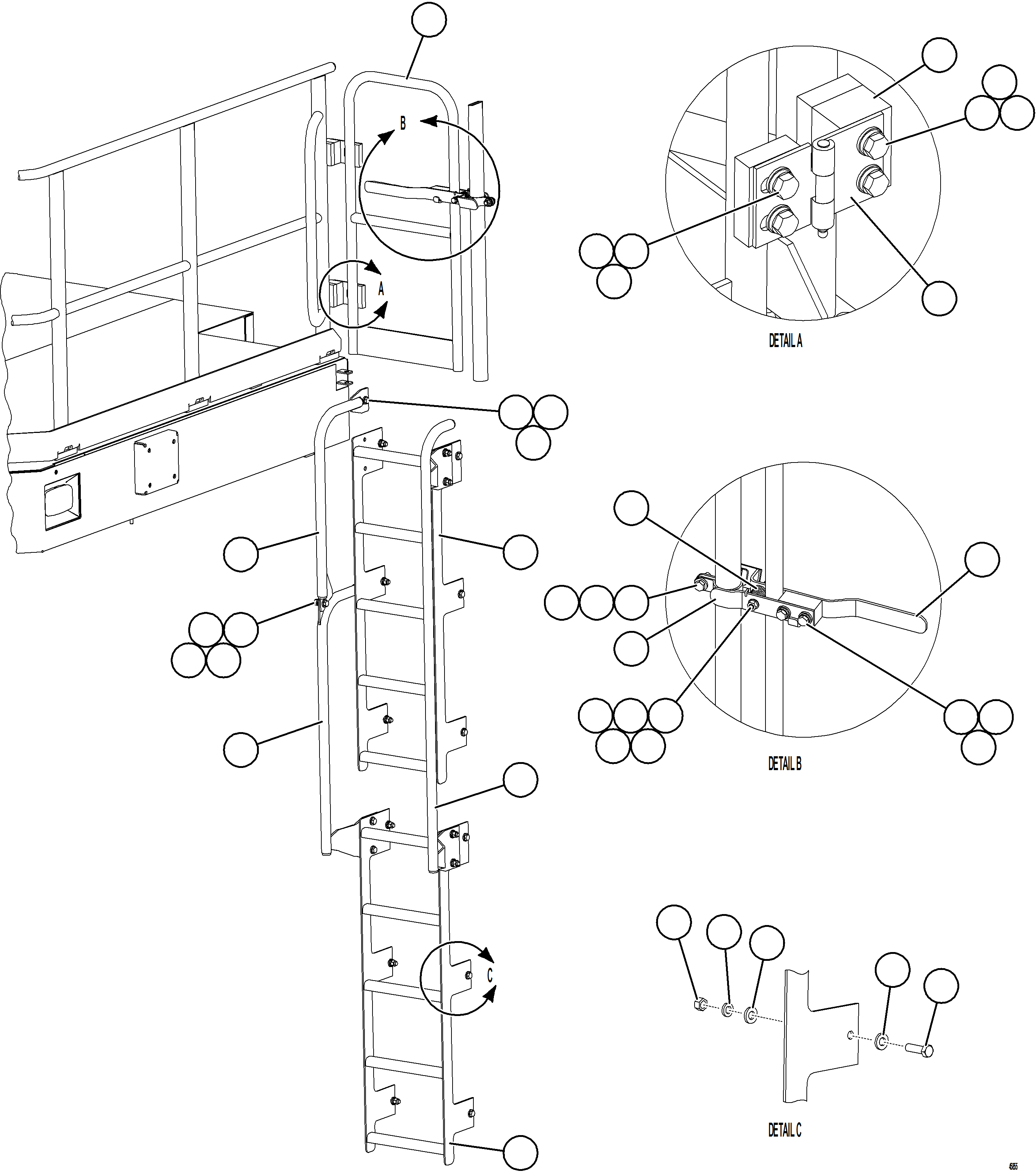 Komatsu parts book diagram for AFE62-BW 930E-4SE S/N A32123  COLLAHUASI: RH GATE & LADDER