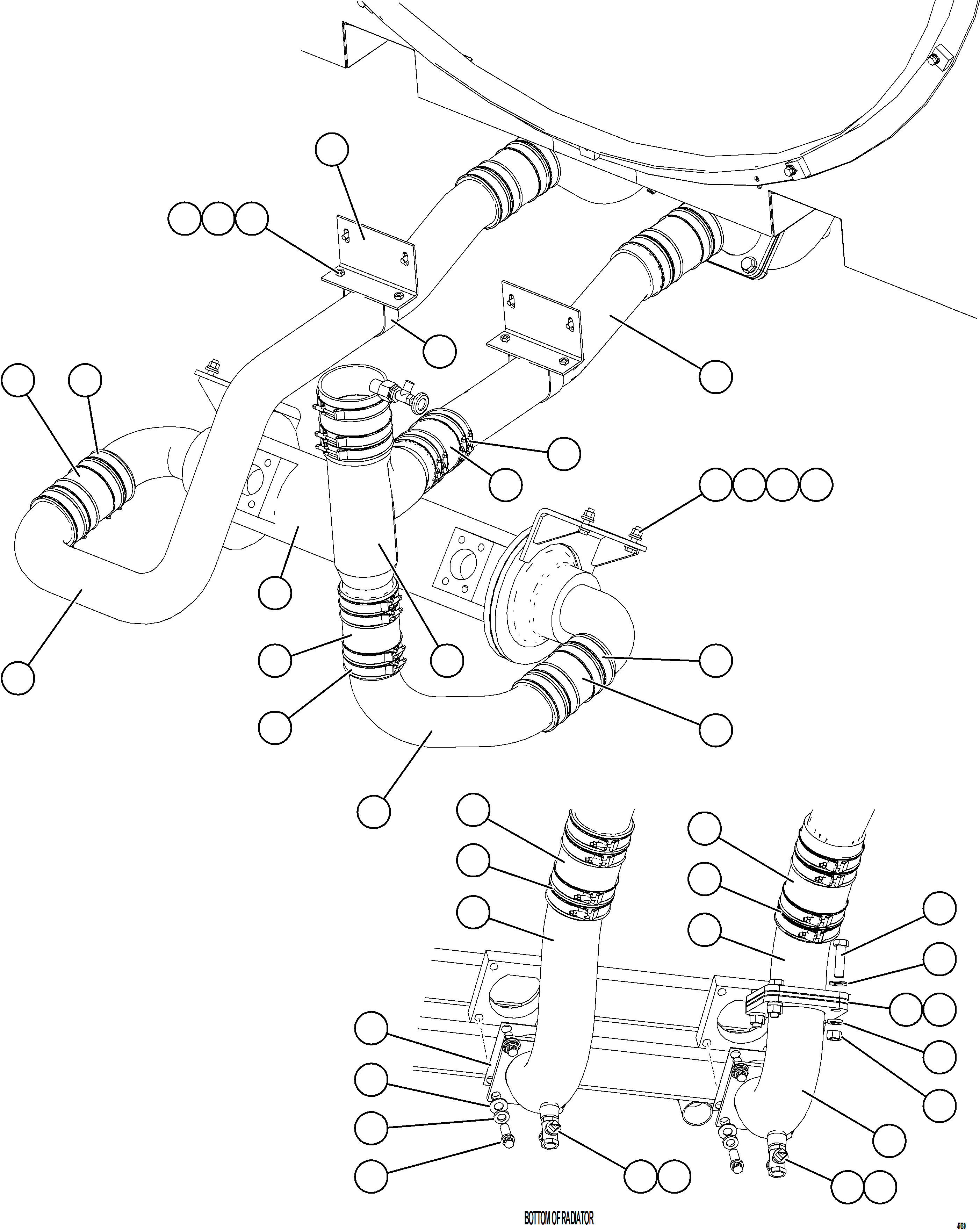 Komatsu parts book diagram for AFE62-BW 930E-4SE S/N A32123  COLLAHUASI: RADIATOR PIPING   3/3