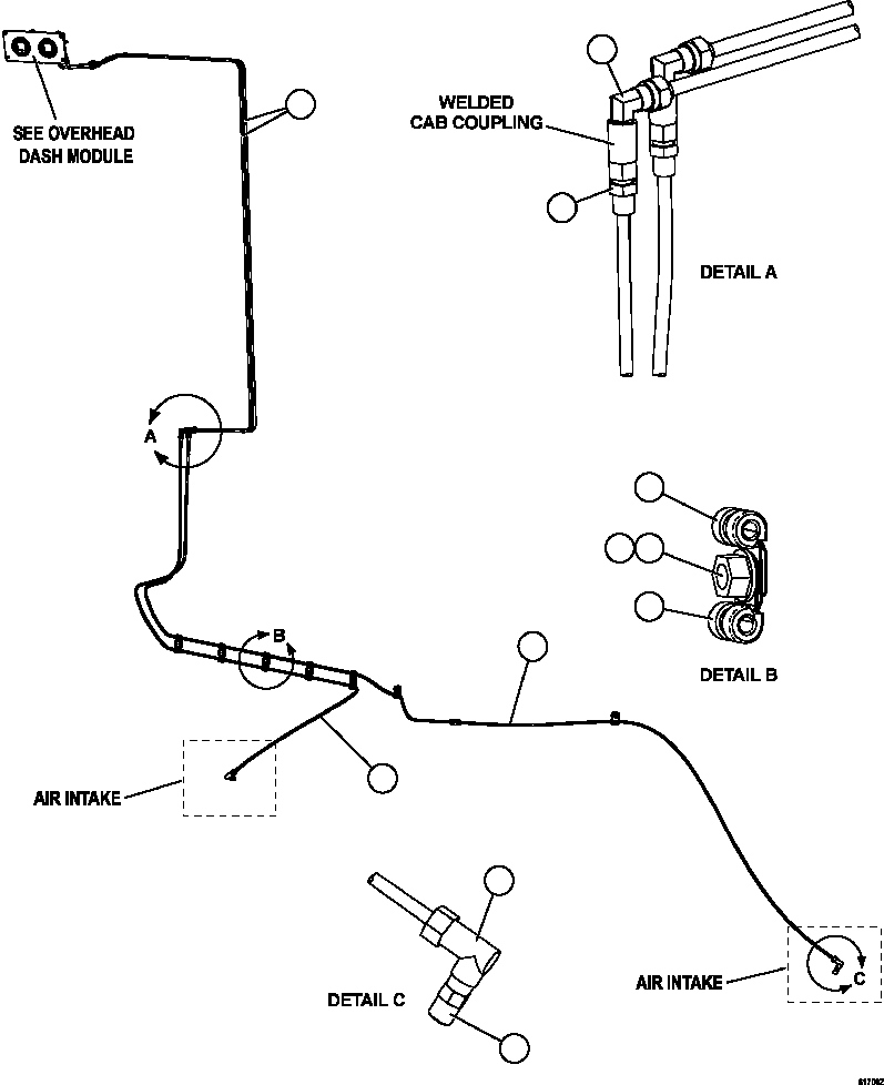 Komatsu parts book diagram for AFE62-BW 930E-4SE S/N A32123  COLLAHUASI: AIR CLEANER INDICATOR PIPING