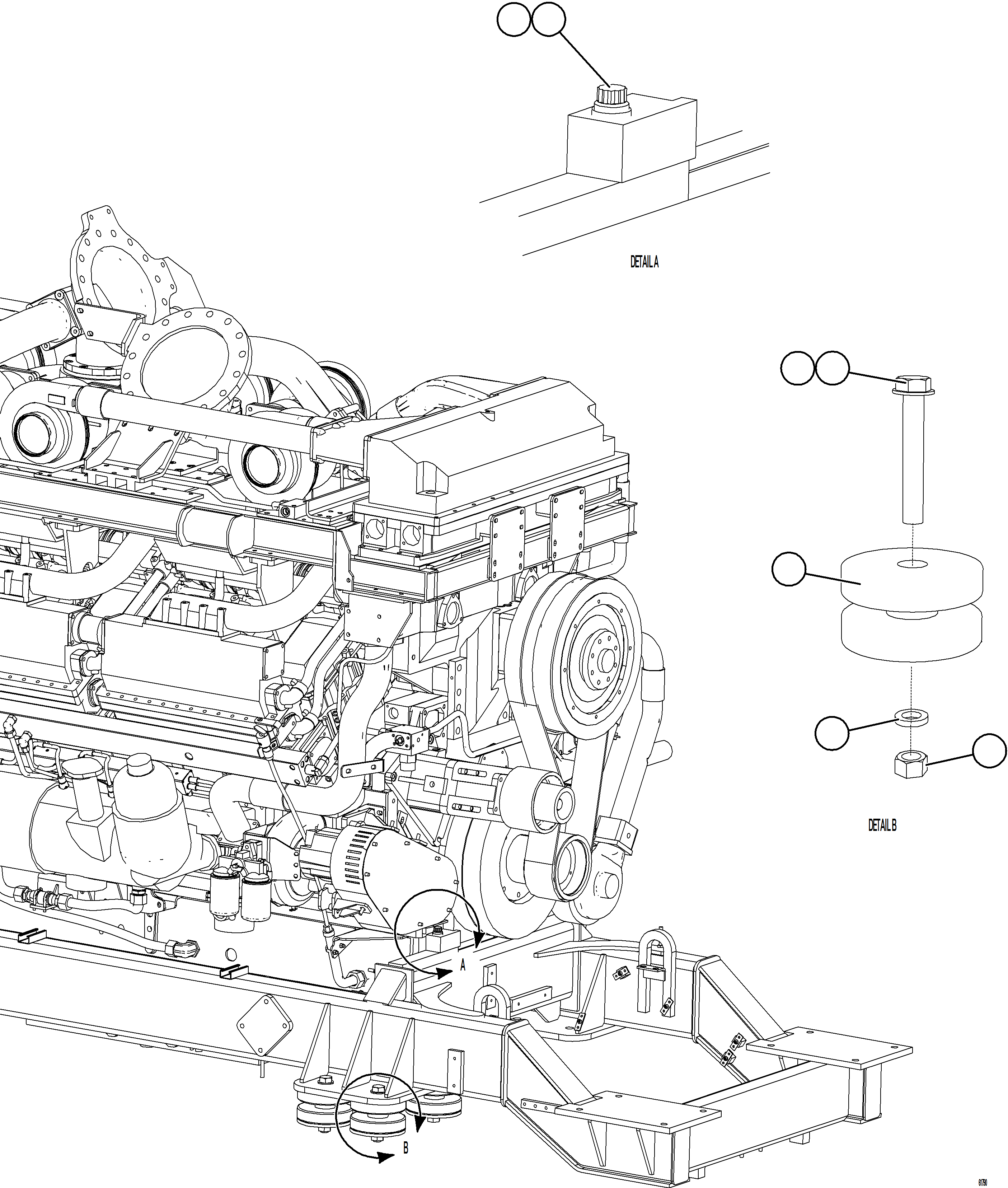 Komatsu parts book diagram for AFE62-BW 930E-4SE S/N A32123  COLLAHUASI: ENGINE/SUB-FRAME MOUNTS