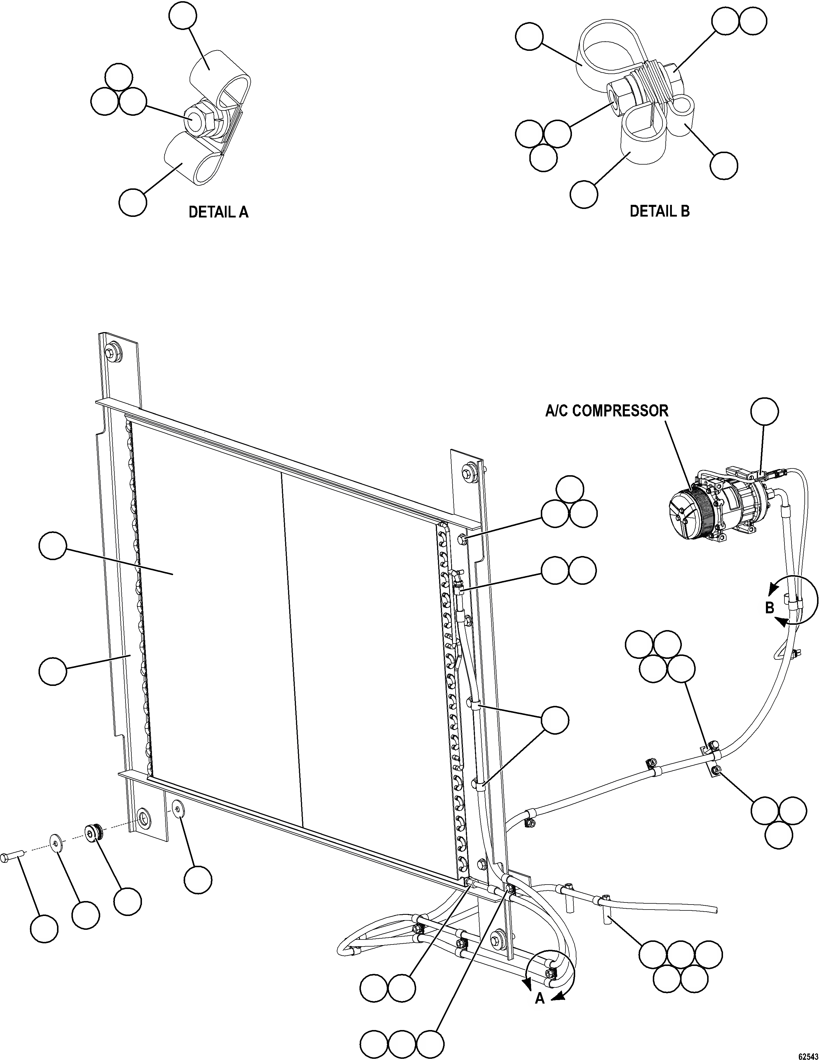 Komatsu parts book diagram for AFE62-BW 930E-4SE S/N A32123  COLLAHUASI: AIR CONDITIONING - CONDENSER INSTALLATION
