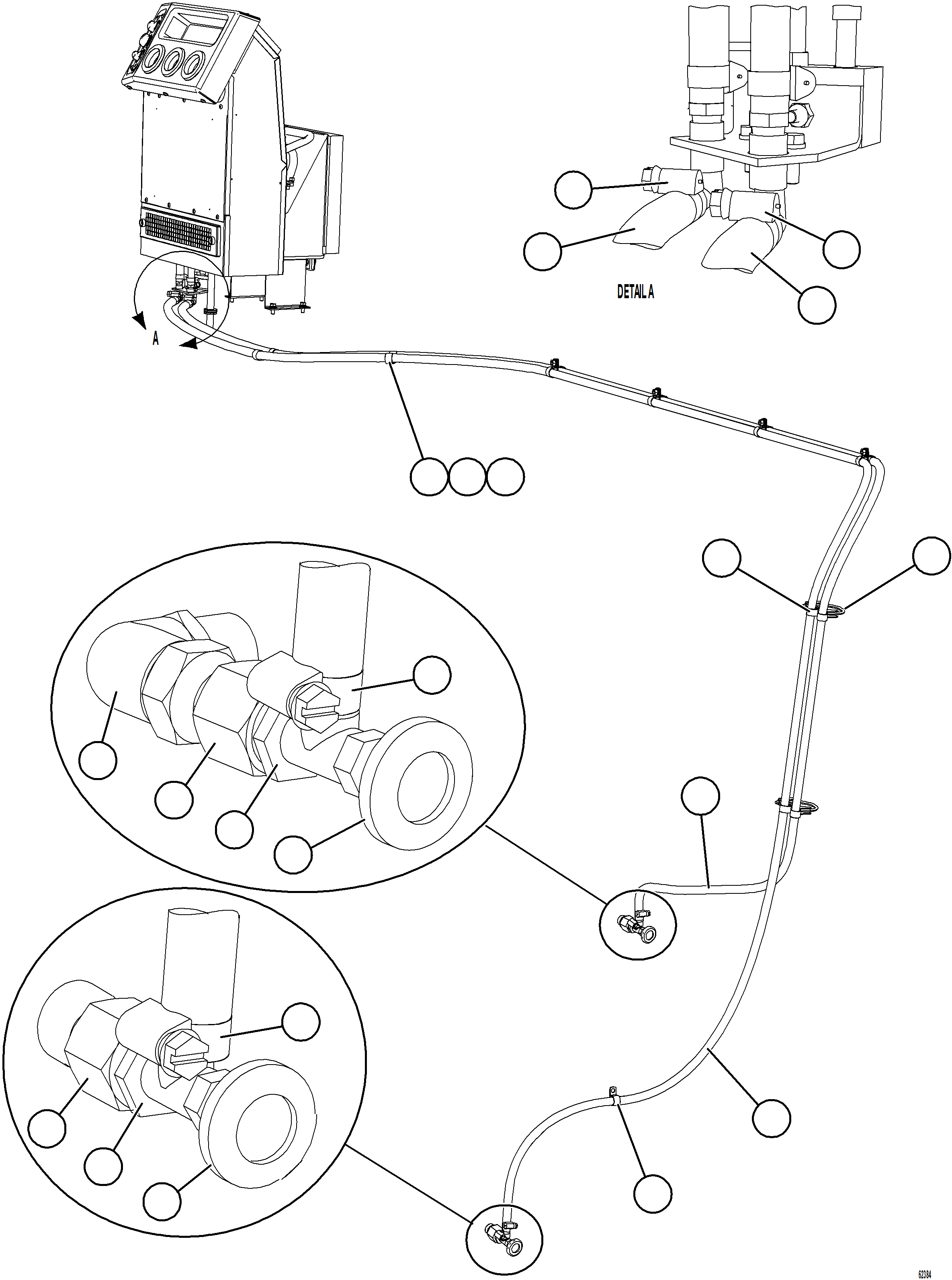 Komatsu parts book diagram for AFE62-BW 930E-4SE S/N A32123  COLLAHUASI: HEATER HOSE INSTALLATION