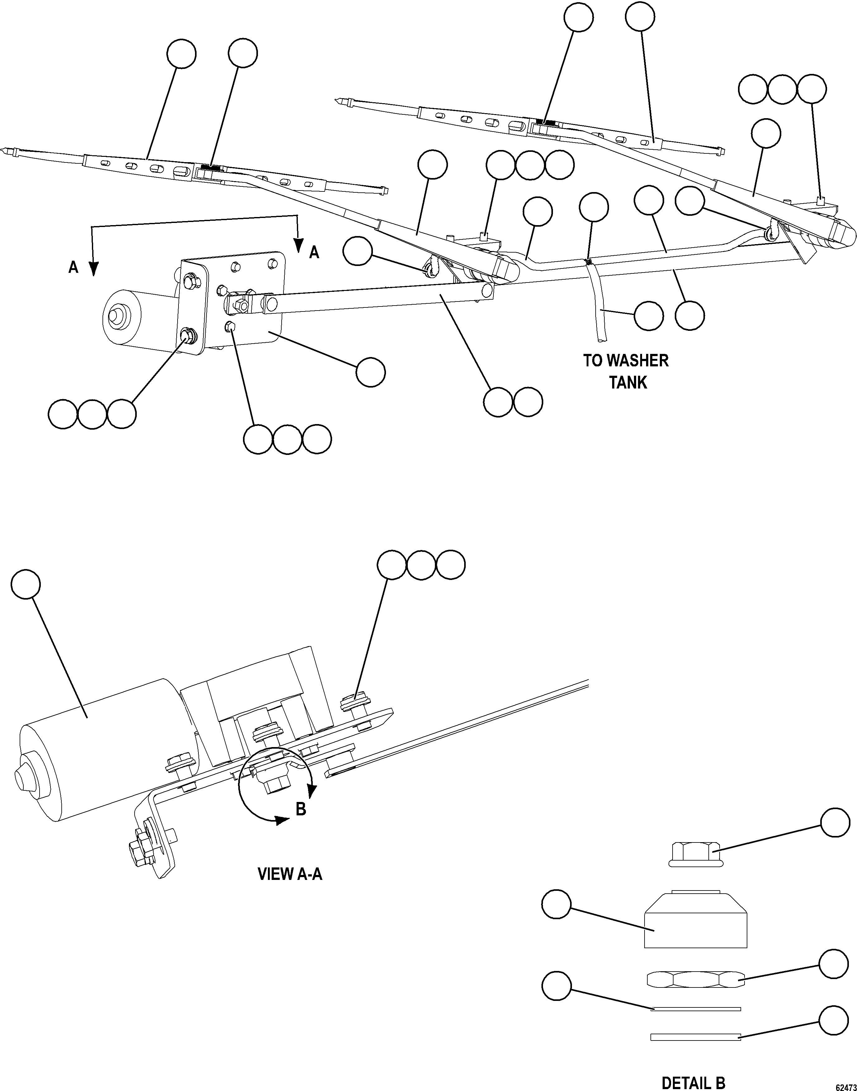 Komatsu parts book diagram for AFE62-BW 930E-4SE S/N A32123  COLLAHUASI: WINDSHIELD WIPER/WASHER INSTALLATION