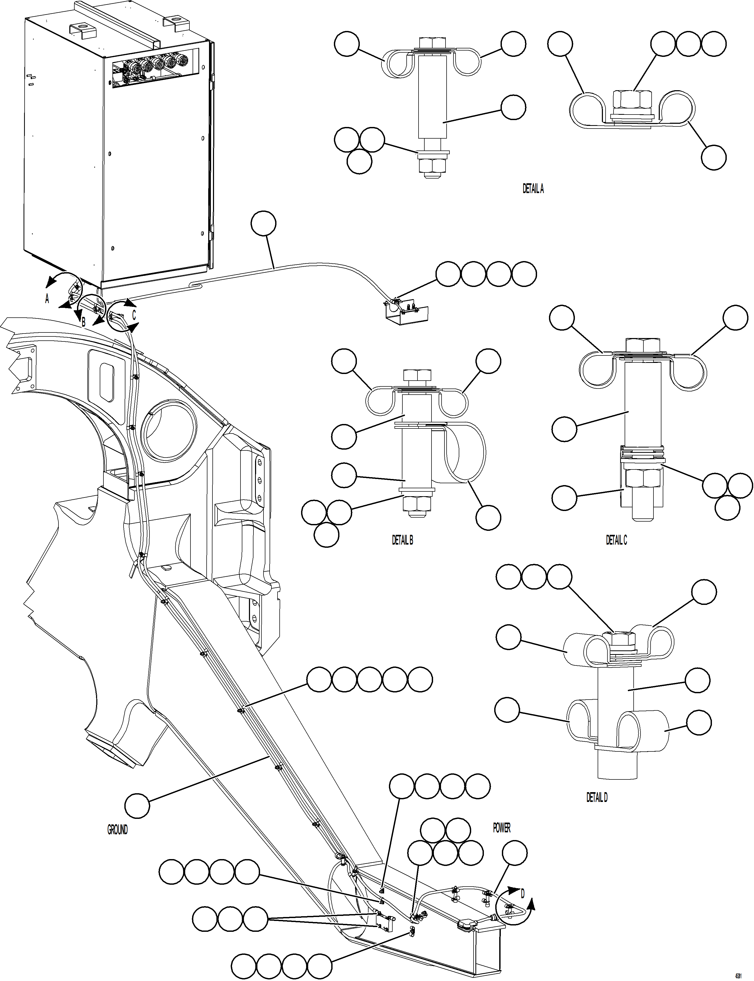 Komatsu parts book diagram for AFE62-BW 930E-4SE S/N A32123  COLLAHUASI: AUXILIARY CONTROL CABINET POWER WIRING