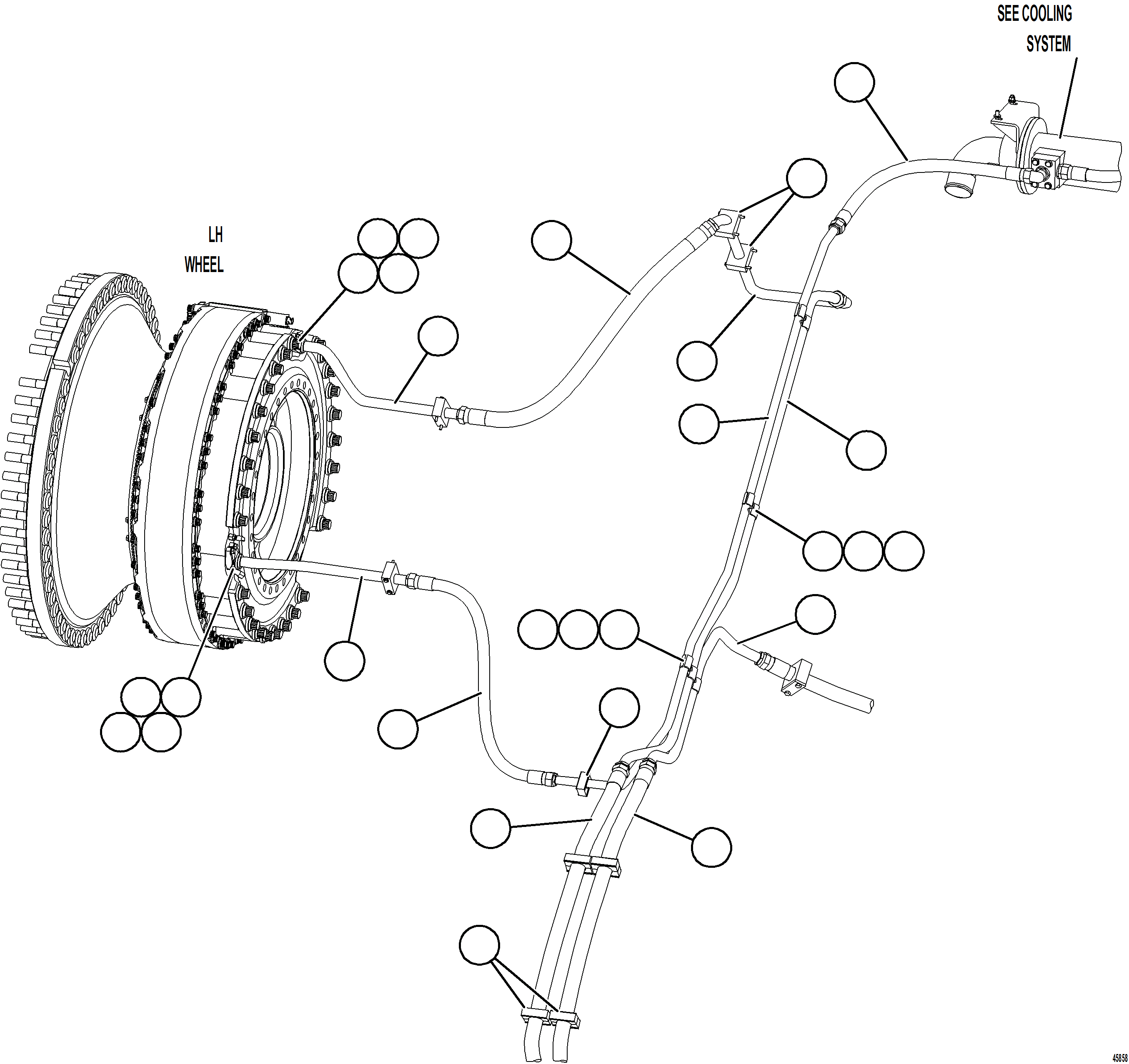 Komatsu parts book diagram for AFE62-BW 930E-4SE S/N A32123  COLLAHUASI: BRAKE COOLING PIPING  3/3
