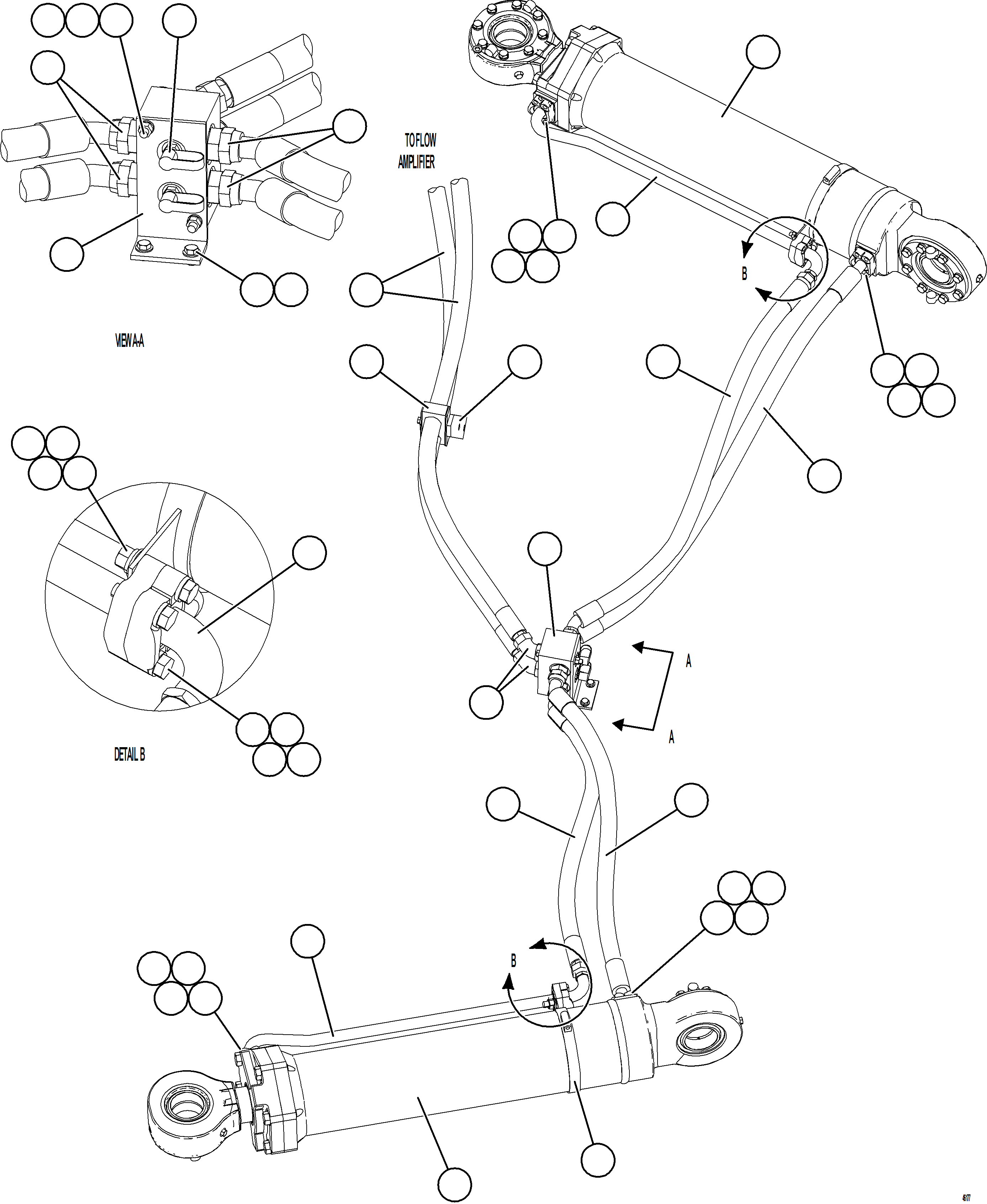 Komatsu parts book diagram for AFE62-BW 930E-4SE S/N A32123  COLLAHUASI: STEERING CYLINDER PIPING