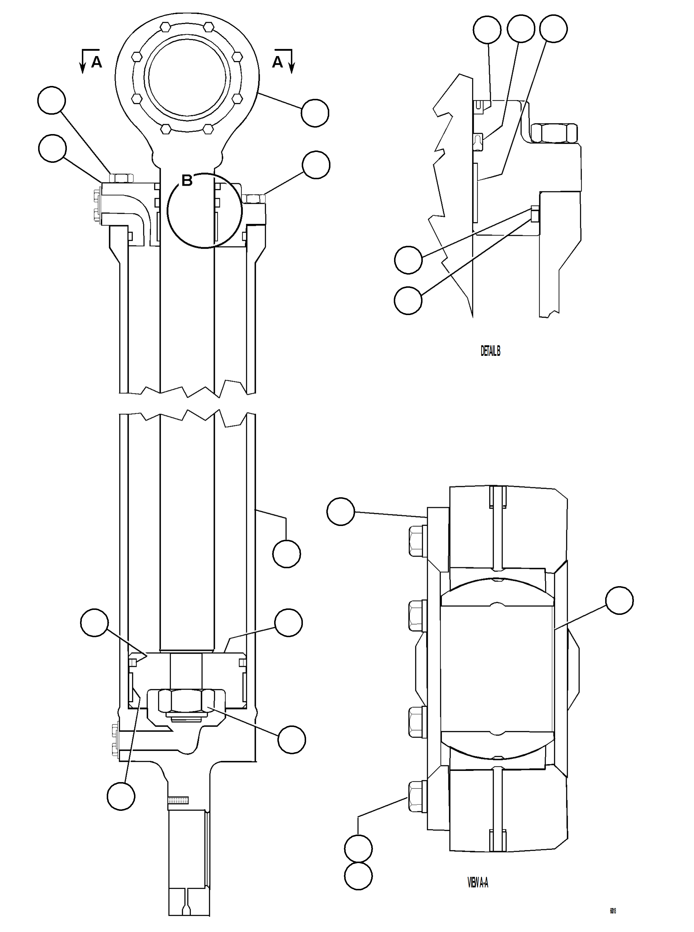 Komatsu parts book diagram for AFE62-BW 930E-4SE S/N A32123  COLLAHUASI: STEERING CYLINDER ASSEMBLY        EM0241