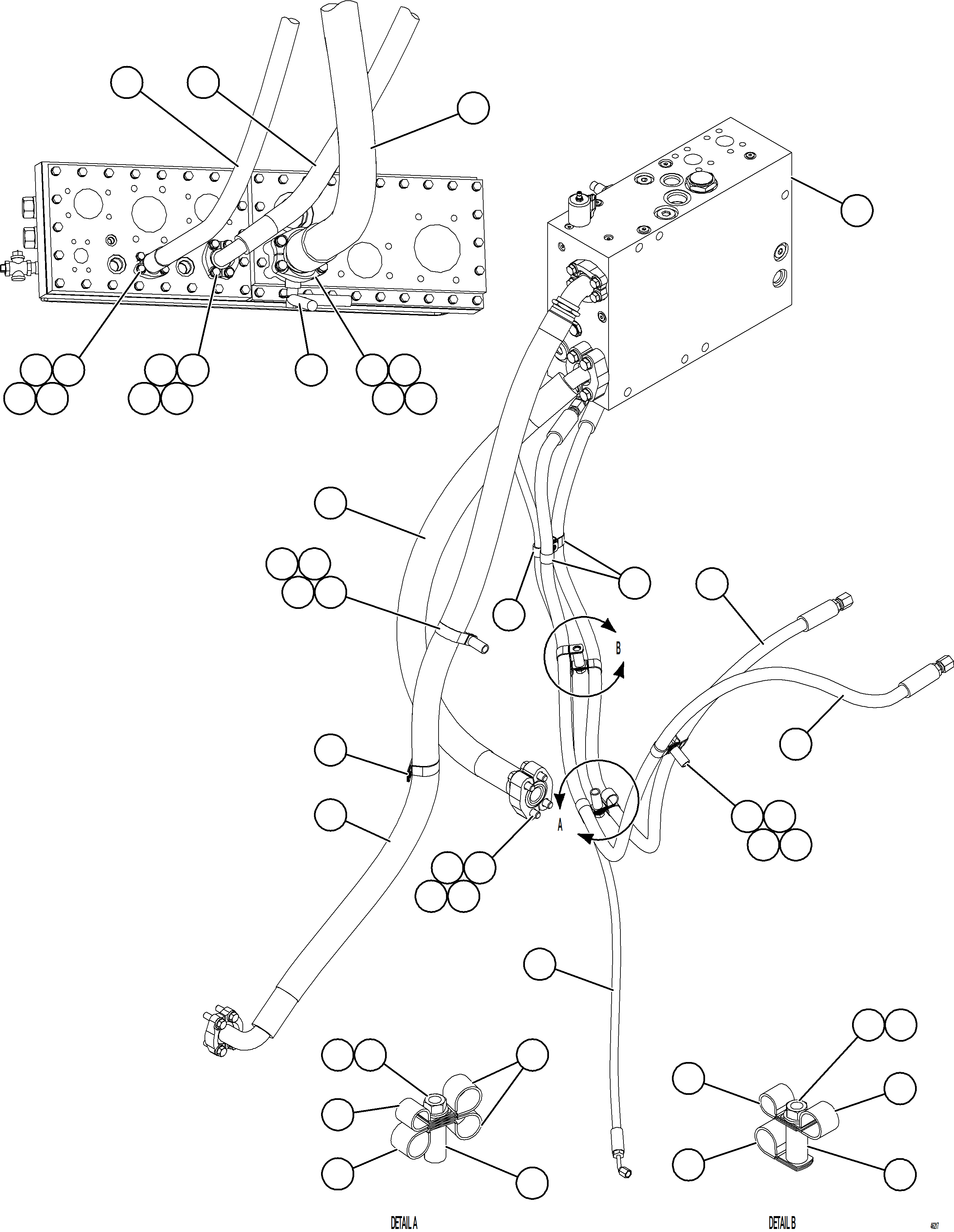 Komatsu parts book diagram for AFE62-BW 930E-4SE S/N A32123  COLLAHUASI: STEERING SYSTEM PIPING   2/2