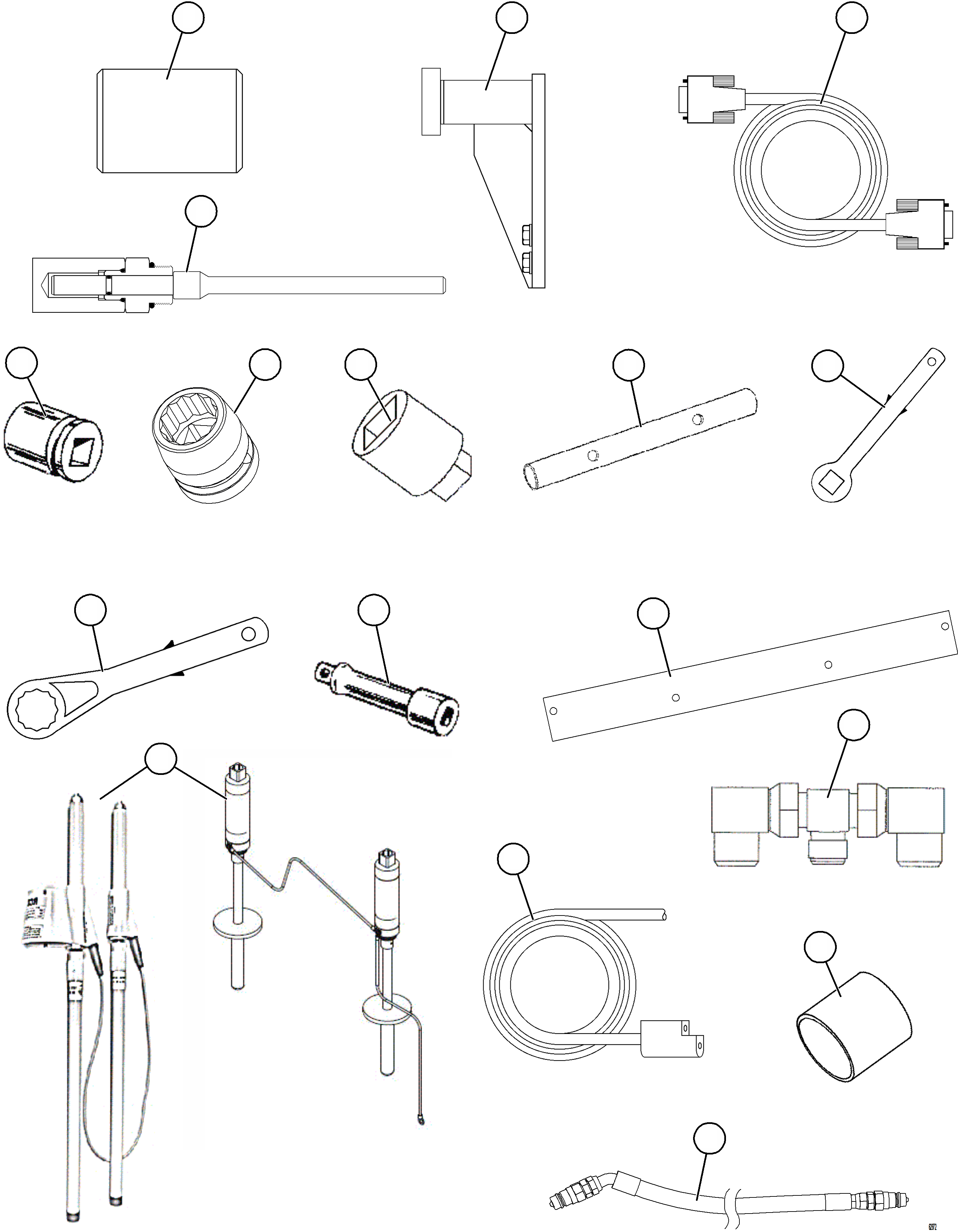 Komatsu parts book diagram for AFE62-BW 930E-4SE S/N A32123  COLLAHUASI: TOOL GROUP   1/2     58F-98-00020